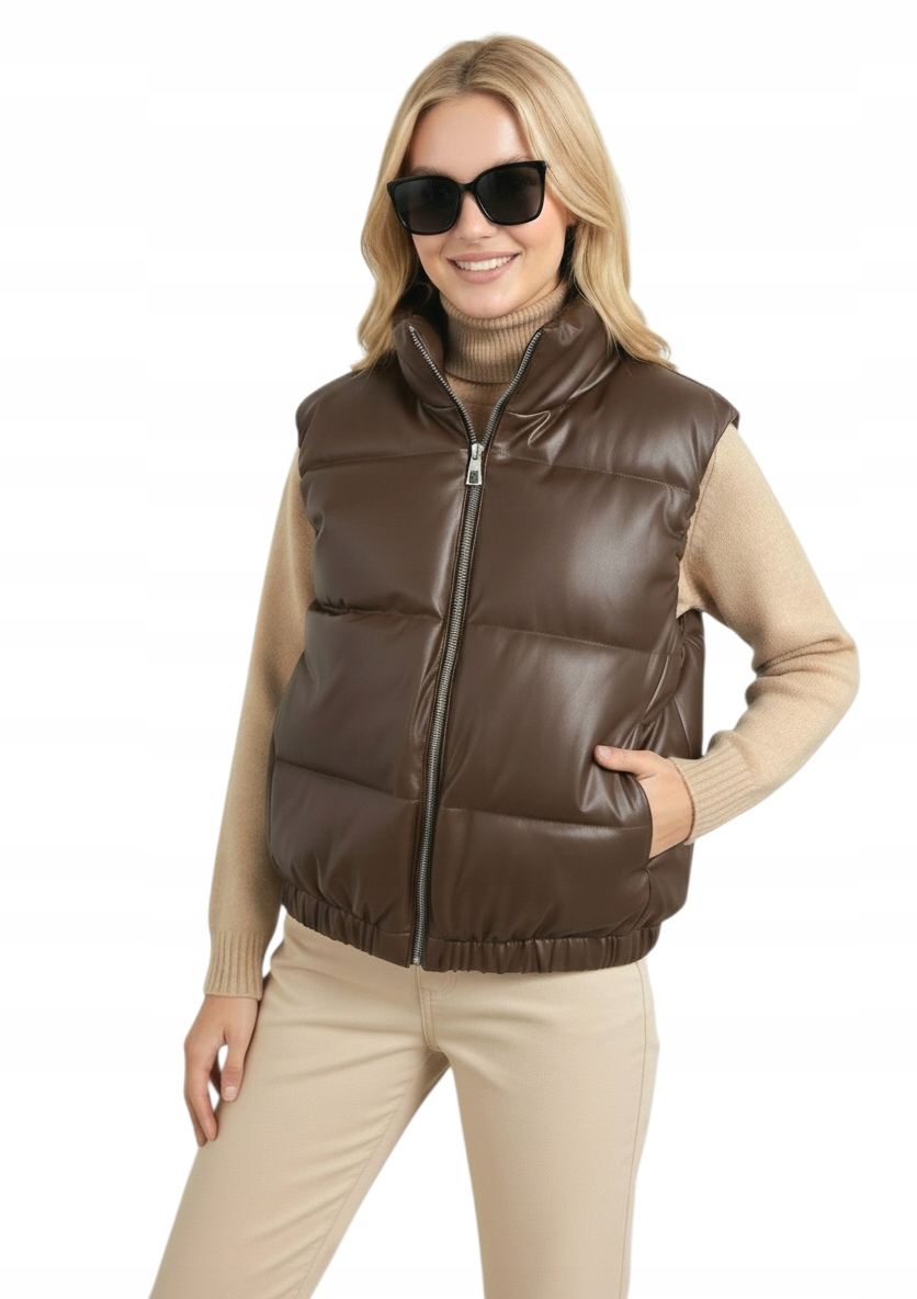 Čokoládová Dámská Prošívaná Vesta Vesta Na Zip vel S 36