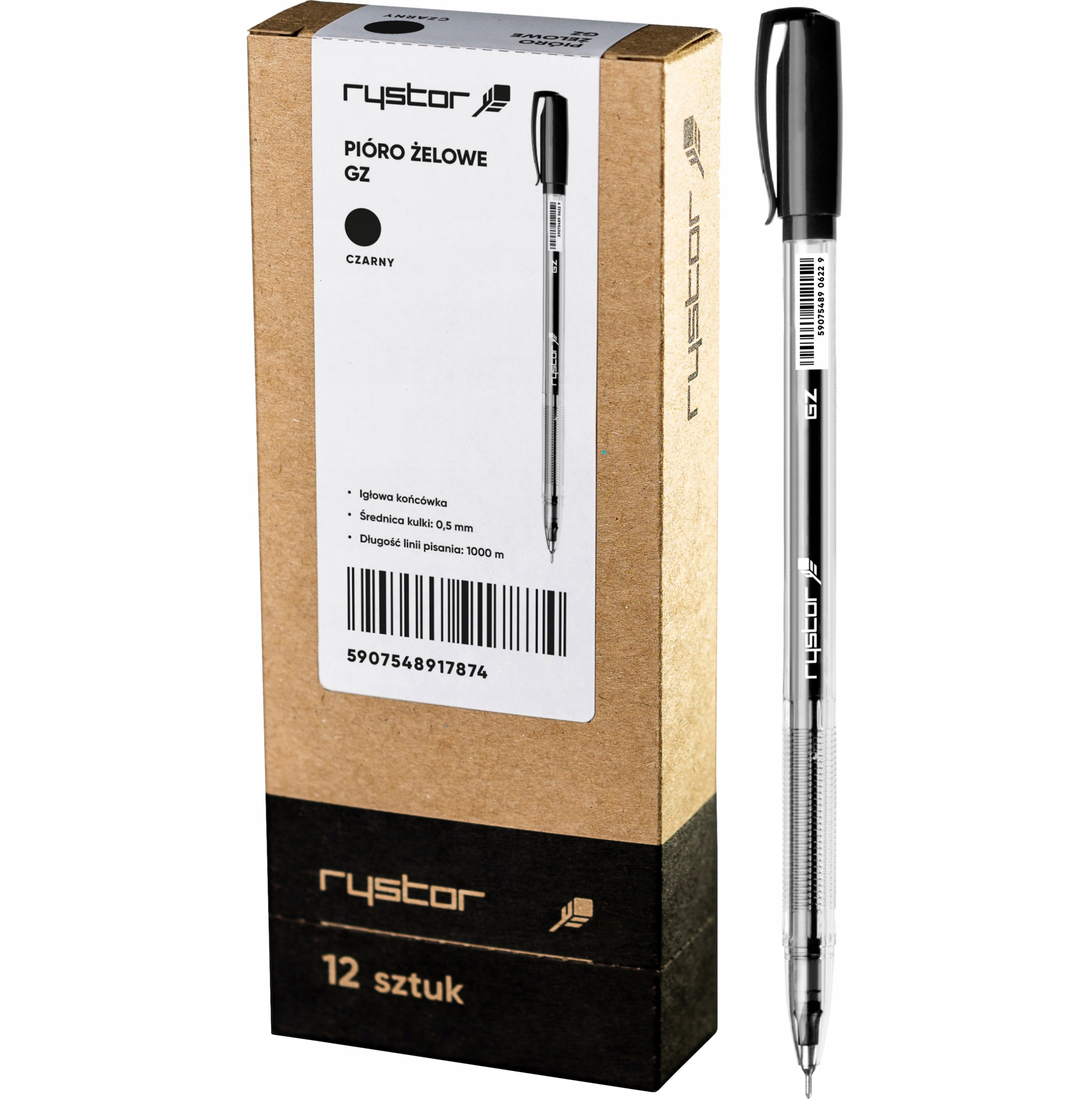 

Pióro żelowe Rystor GZ-031 czarne 12 sztuk