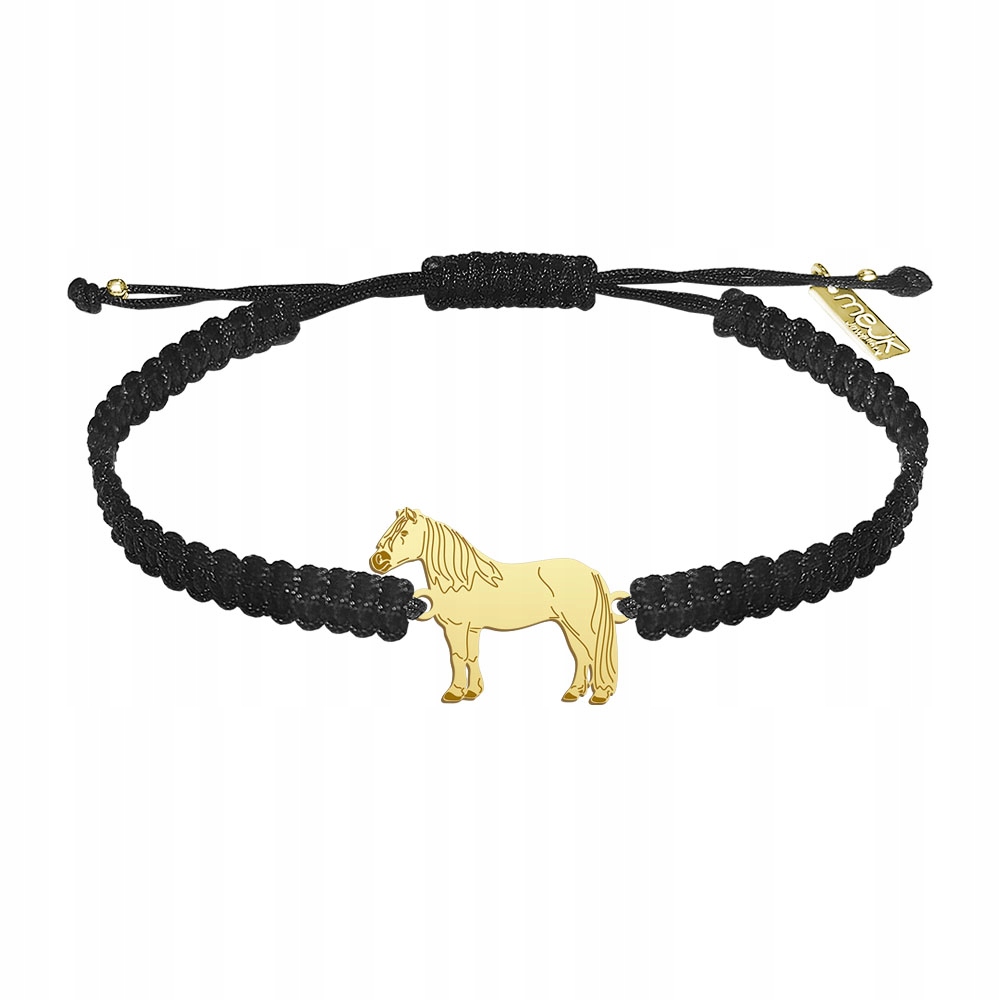 Zlatý náramek s koněm Haflinger 925 Makramé Šperky Dárek Gravírování