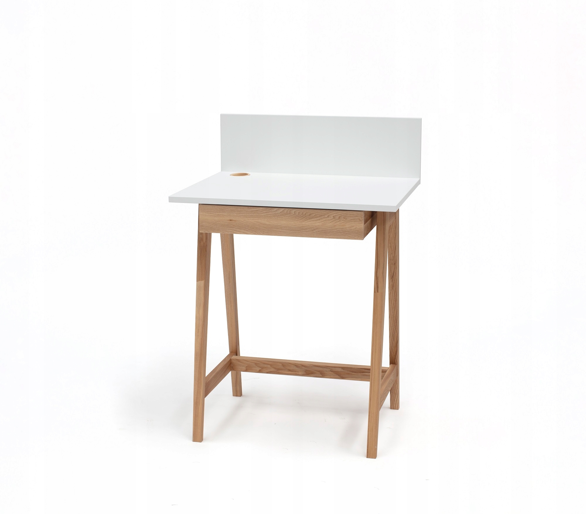 Małe biurko jesion biały blat 65x50 z szufladą