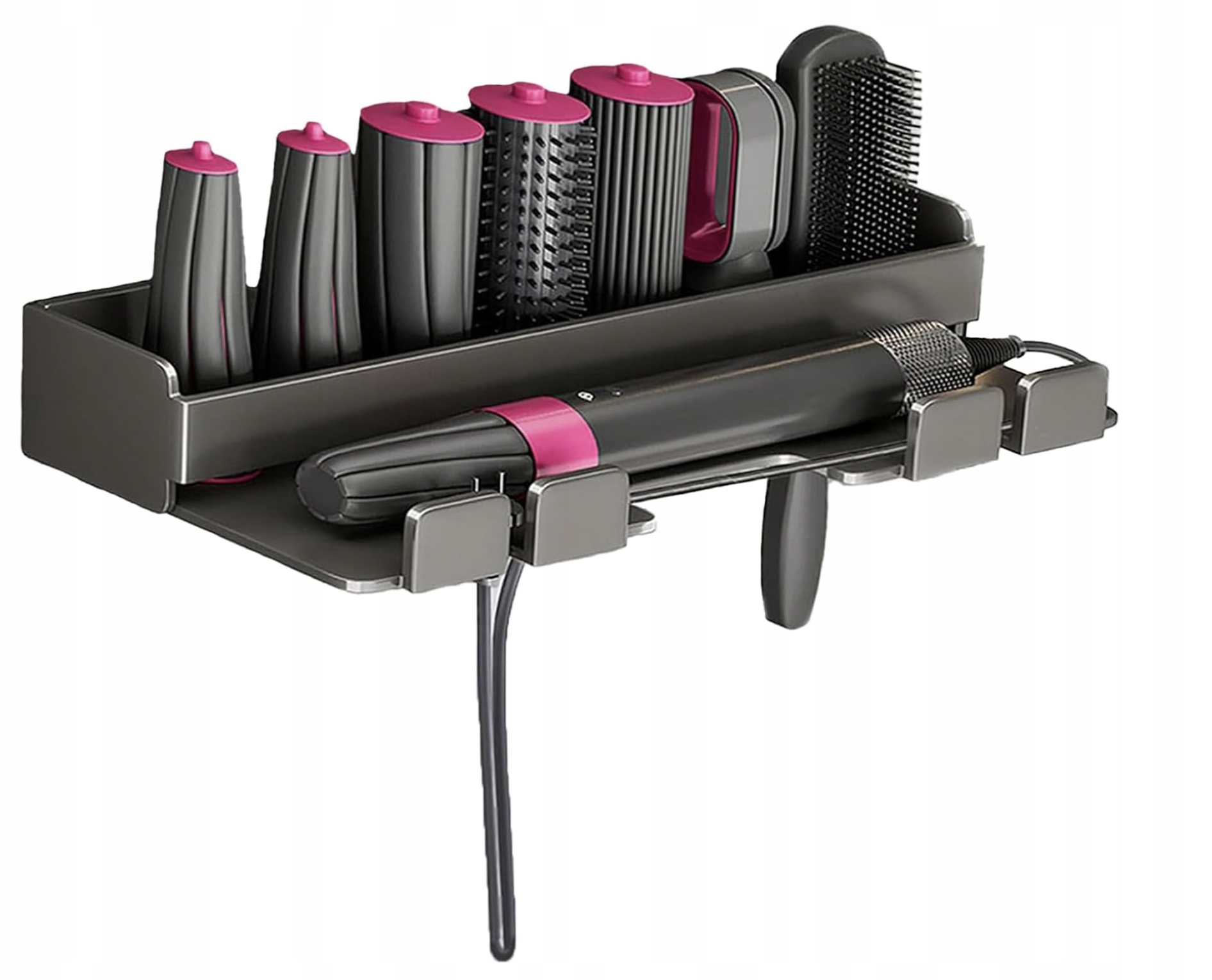 Nástěnný organizér pro Dyson Airwrap Skladování kulmy Černá Ocel