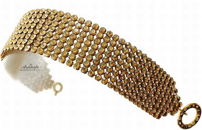 Krystaly Náramek Crystal Pave Gold Stříbro