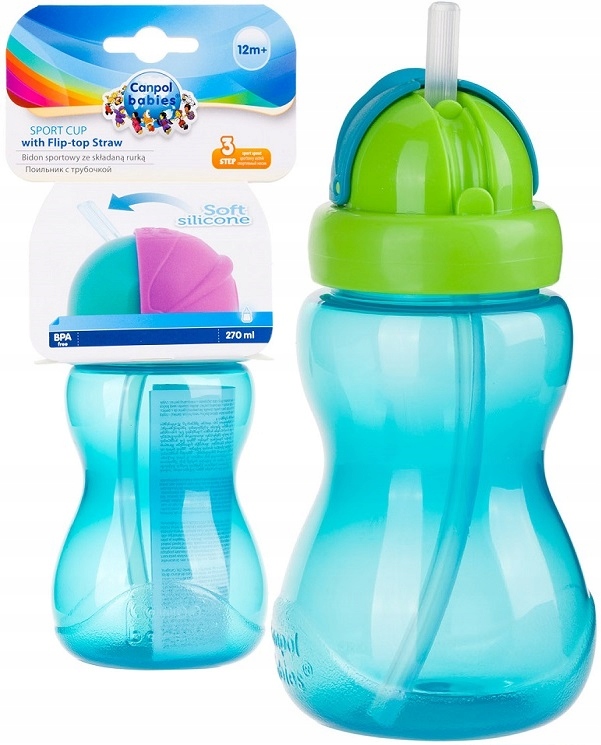 CANPOL KUBEK BIDON ZE SKŁADANĄ SŁOMKĄ RURKĄ 270ml