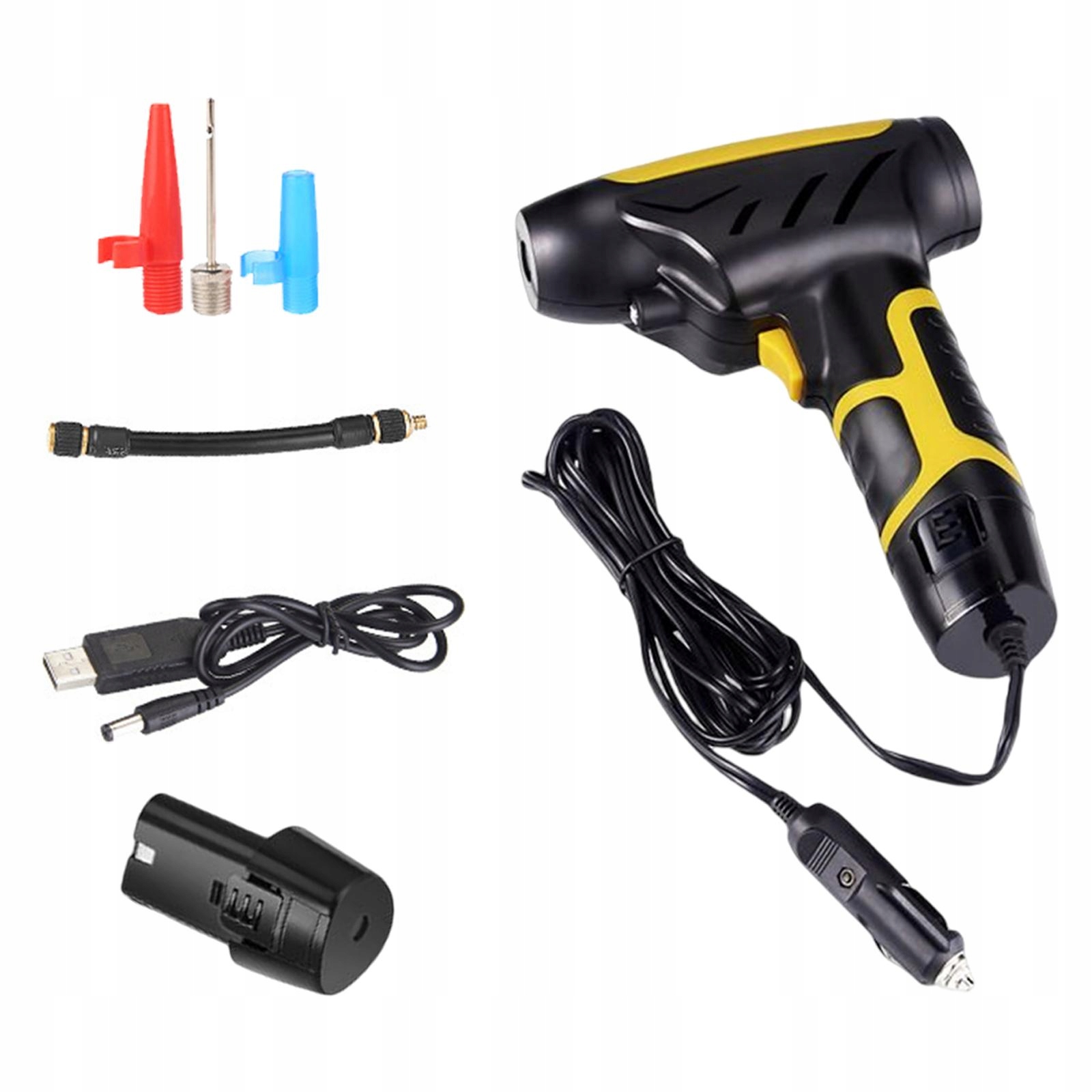 Sprężarka samochodowa, dioda LED ustawionego ciśnienia w oponach, model