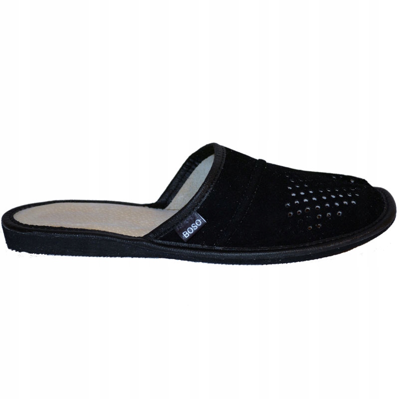 

Pantofle czarne zamsz męskie Boso 1133-2 klapki 43