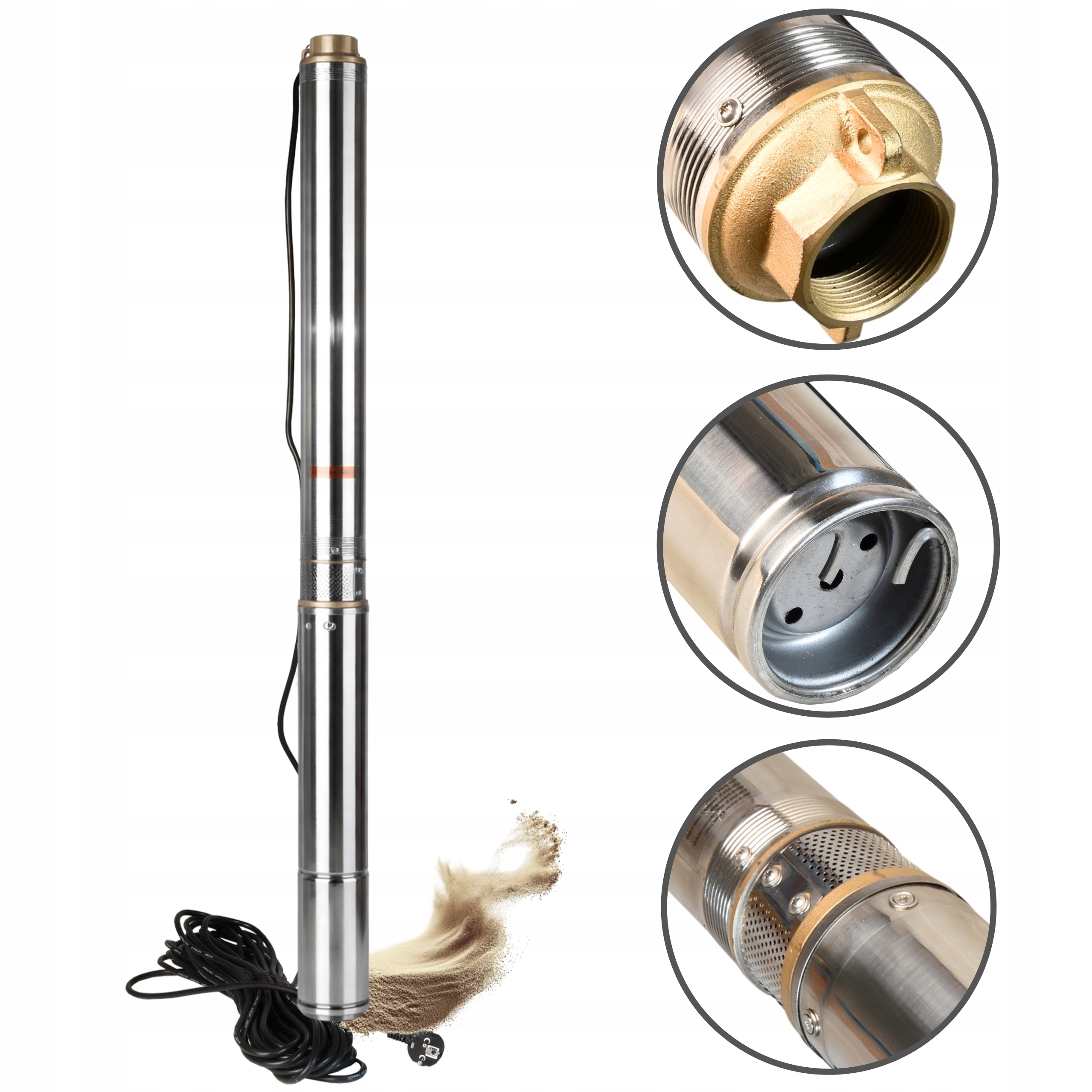 Ponorné Čerpadlo Do Studny 3" Proti Písku 550 W 90 L/min 52 M Vody S Rotory