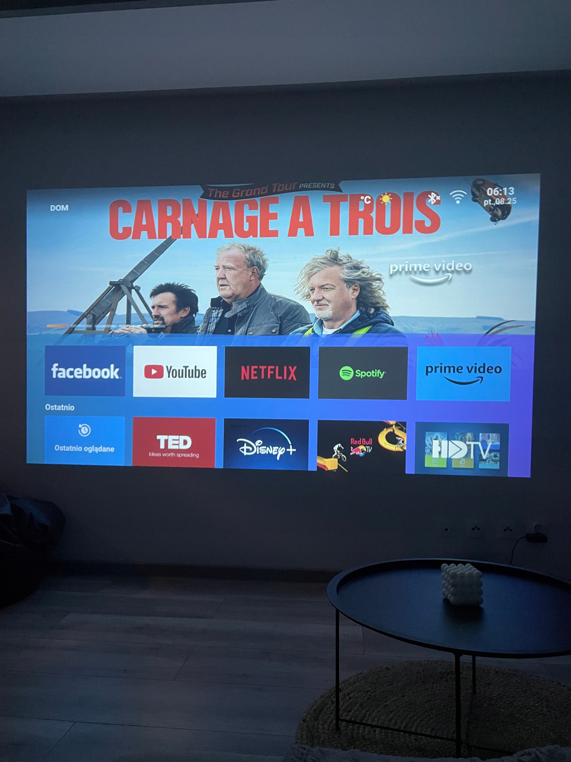 PROJEKTOR RZUTNIK ANDROID SMART TV WIFI FULL HD 650ANSI ZOOM 300" EAN (GTIN) 5905413610158