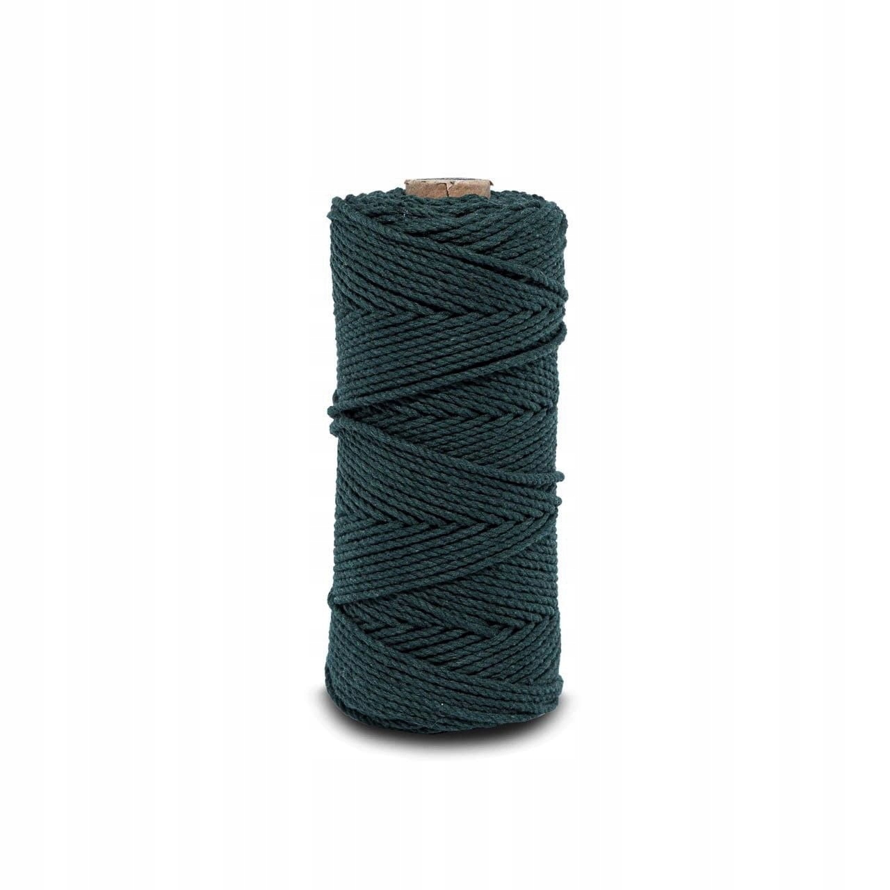 Sznurek do makramy bawełniany 3PLY butelkowa zieleń 2mm 100m