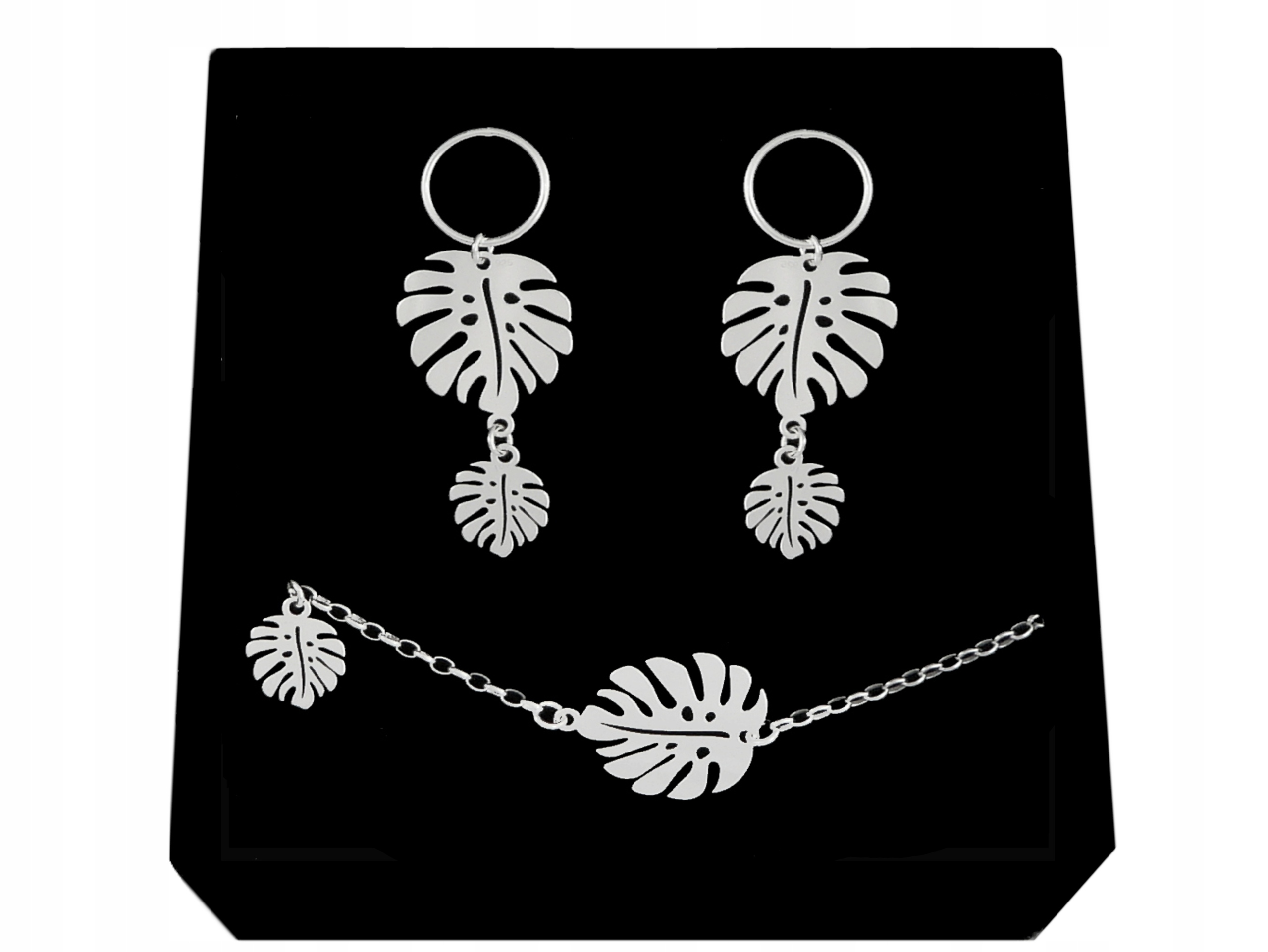 

Komplet Liść Monstery Monstera srebro 925