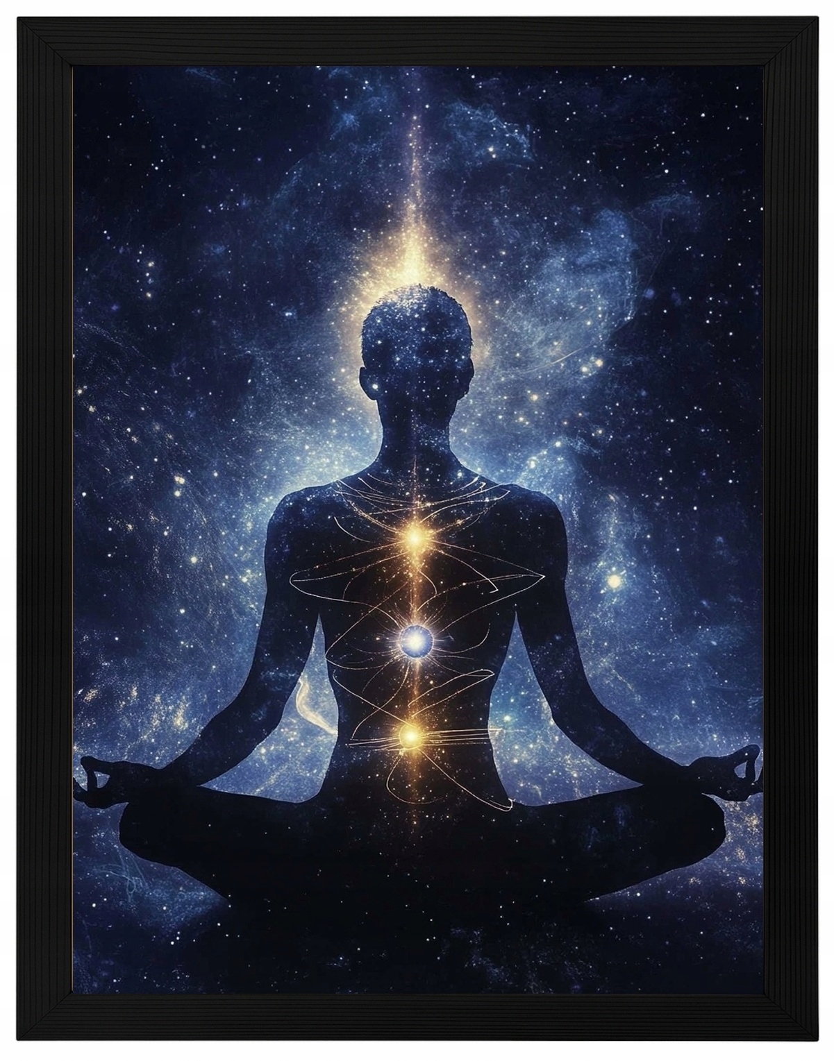 Plakát Rámeček Dřevo Postava Lotos Meditace Čakra Zen Harmonie 60x80