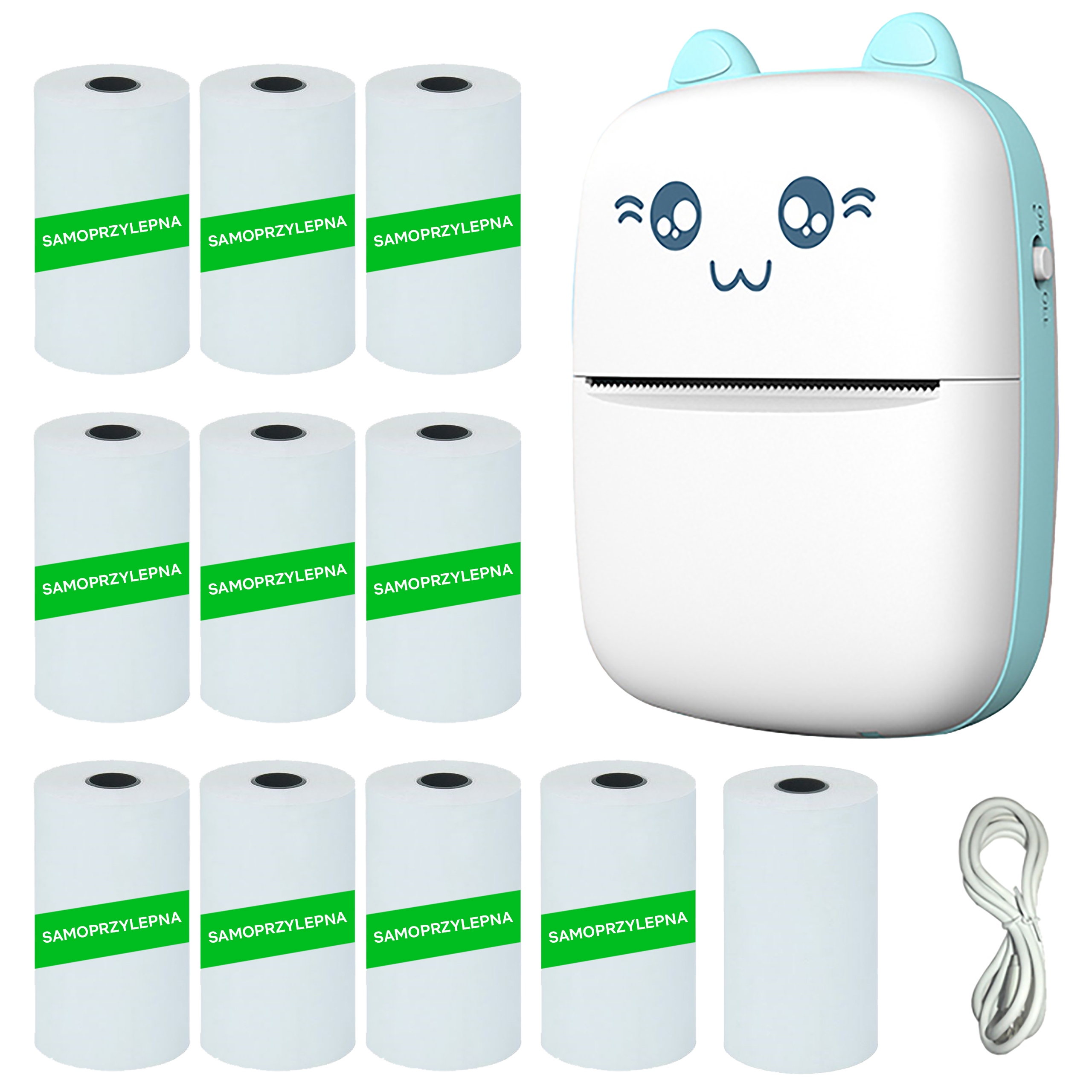 DRUKUŚ MINI DRUAKRKA TERMICZNA PRZENOŚNA DO ZDJĘĆ +10 ROLEK SAMOPRZYLEPNYCH