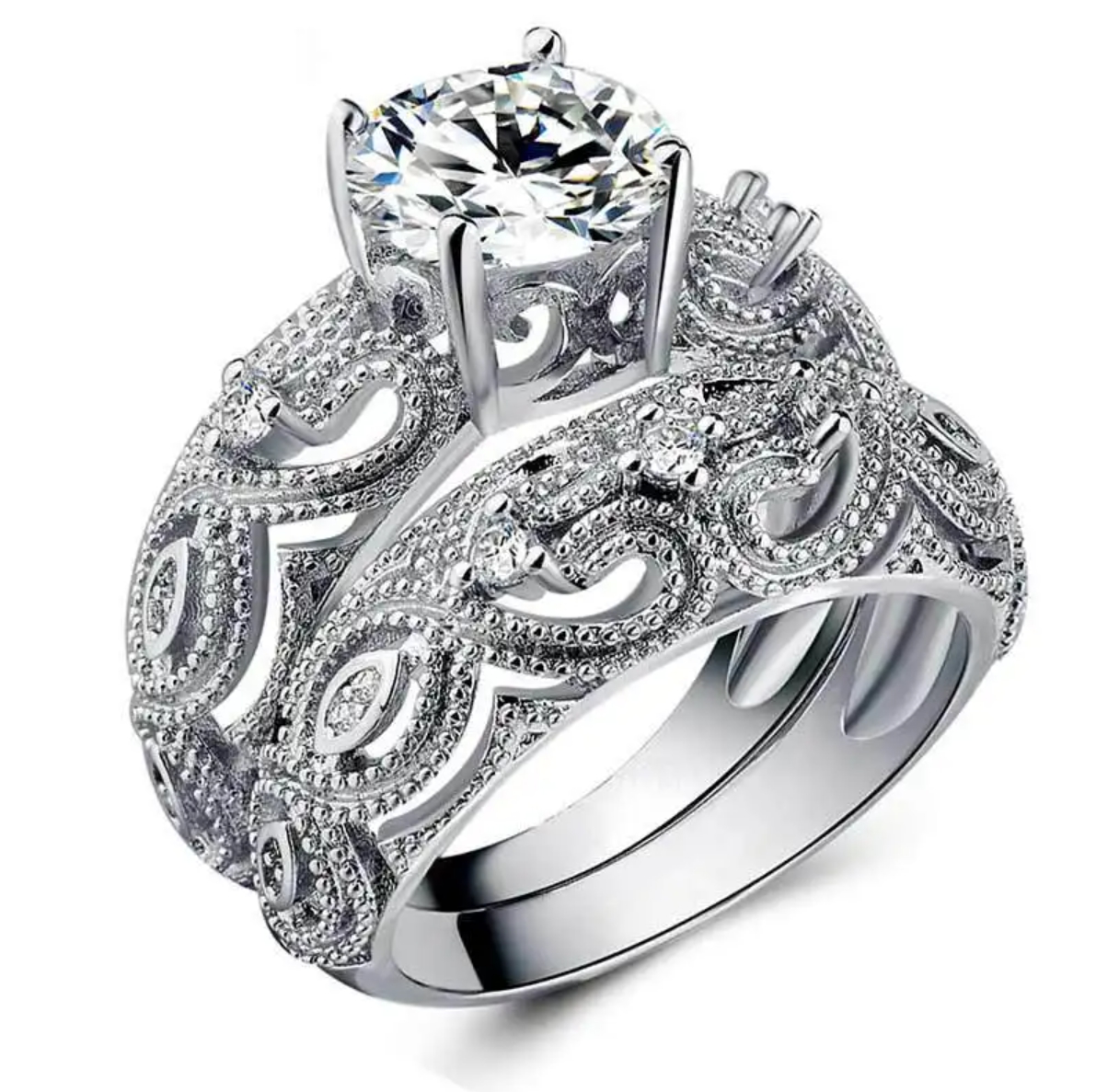 Stříbrný Prstýnek s velkým briliantem Módní, stylový, elegantní, luxusní