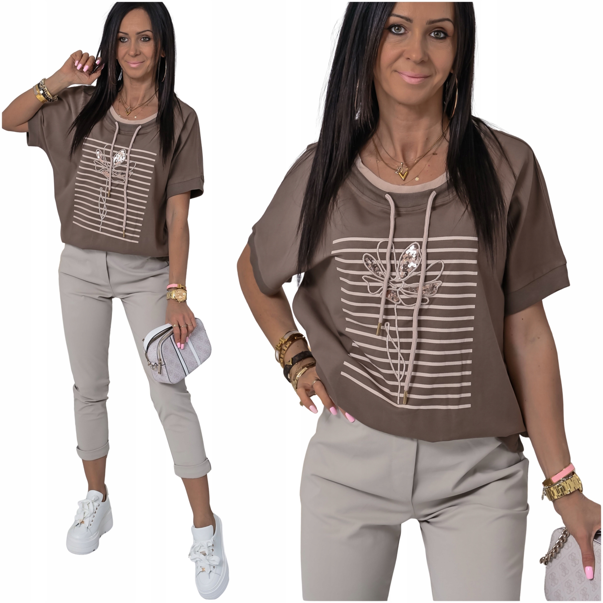 Casualowa Damska Z Nadrukiem I Wiązaniem Elizabeth! WZ.2