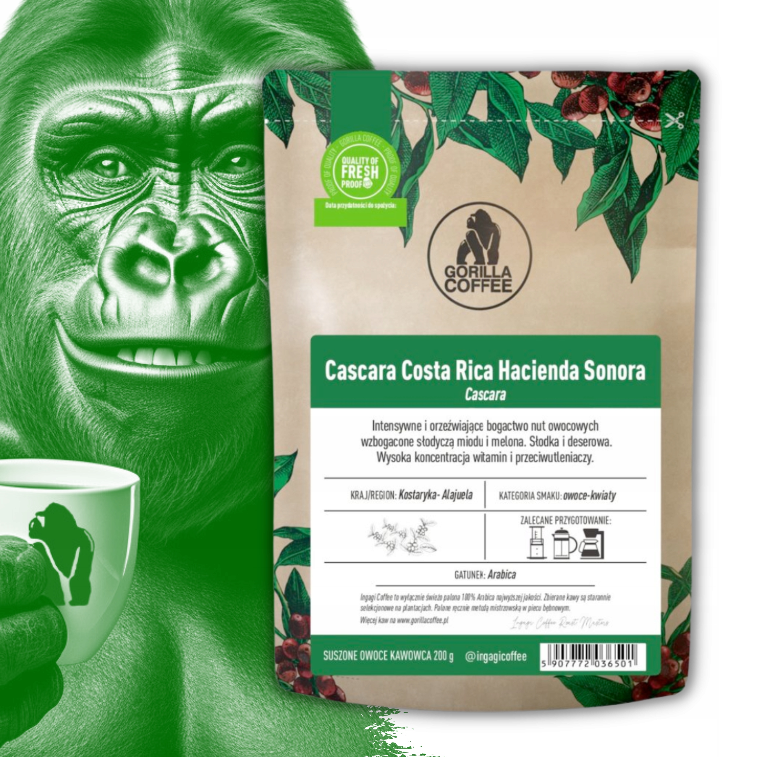 Levně Cascara 1 kg Kostarika Hacienda sušená z kávovníkových plodů