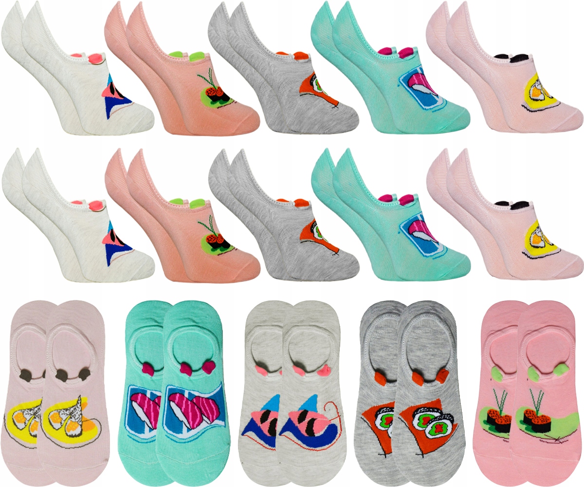 

10-PAK Stopki Damskie Bawełniane Silikon