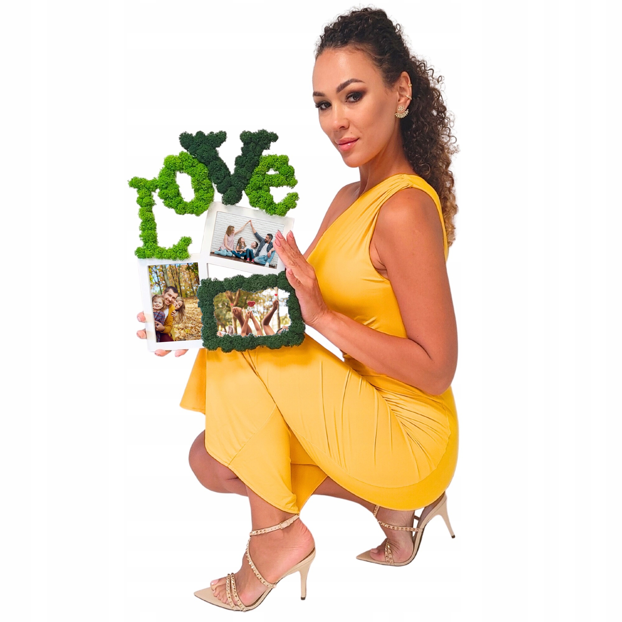 Rámeček na fotografie Dřevěný Mech Chrobotek pro Zamilované dekorace z mechu