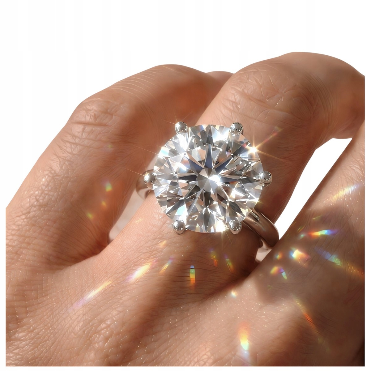 Královský Solitaire Prstýnek s Moissanitem 5 Ct, velikost 12 Pl