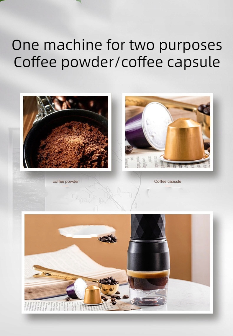 Mini portable manual espresso machine Rodzaje kawy ziarnista kapsułki