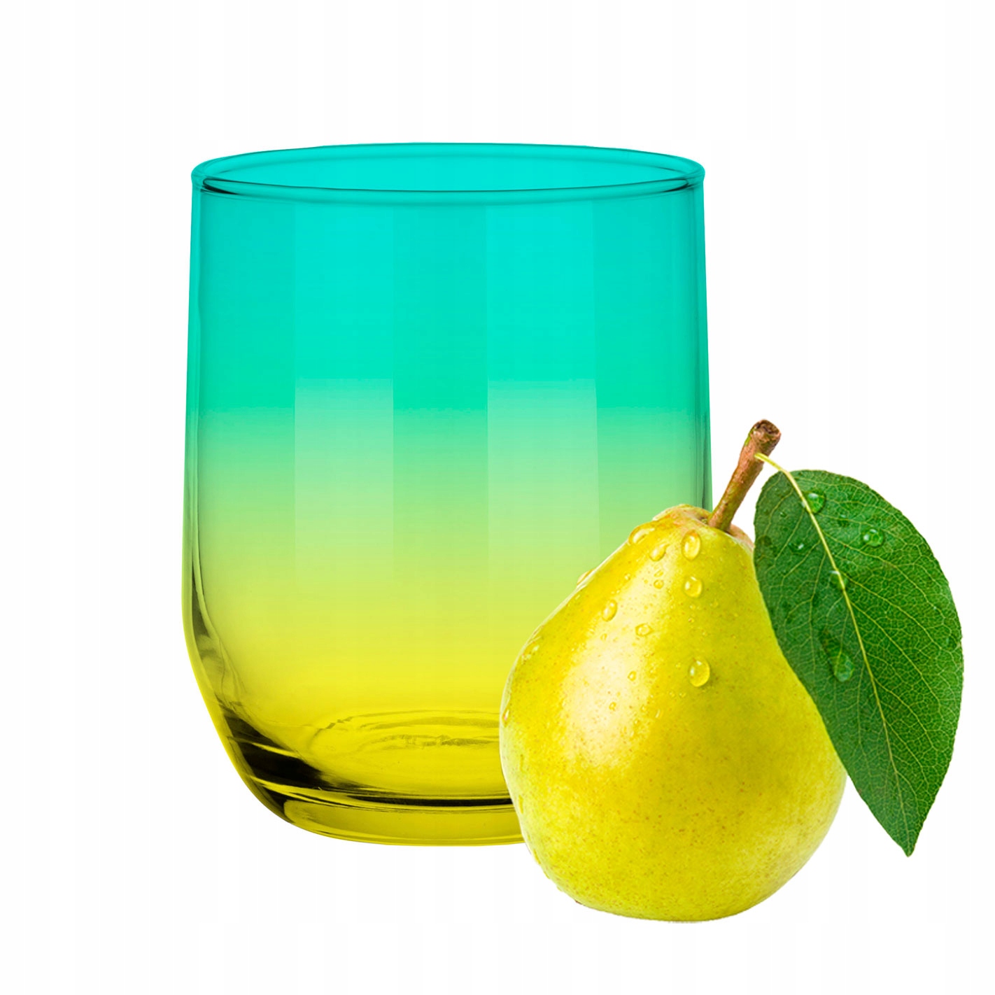 Szklanka 300ml ŻÓŁTO-TURKUSOWA, DRINKI, SOKI