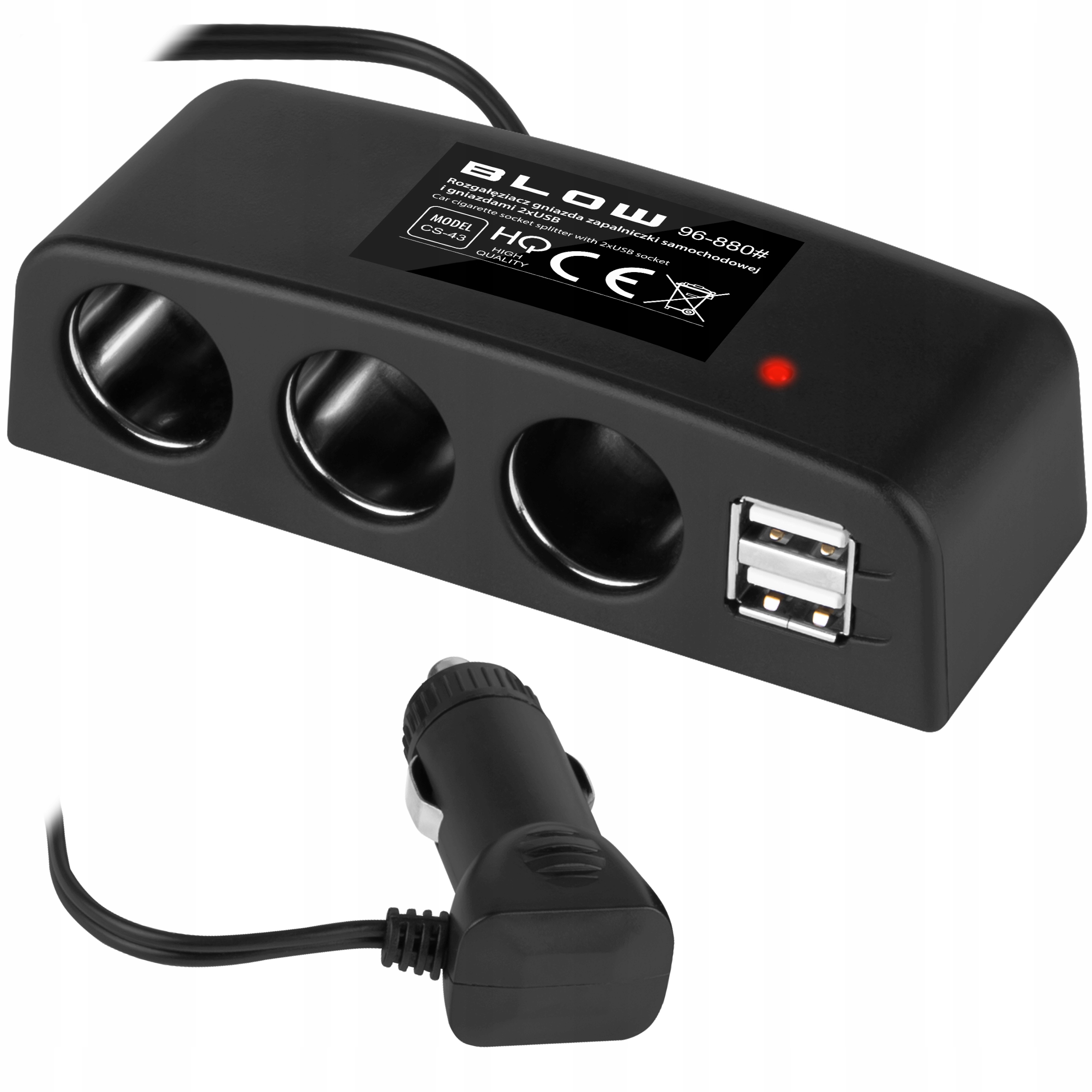 Rozdzielacz Rozgałęziacz Zapalniczki Samochodowej 3xGNIAZDA 2xUSB 12V 24V