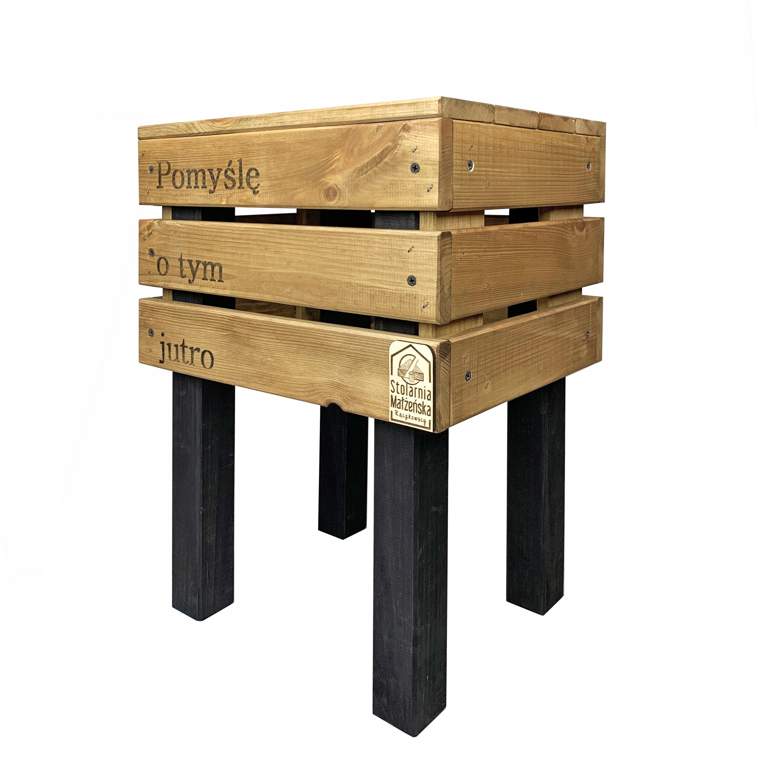 STOLIK NOCNY DREWNIANY LOFT INDUSTRIAL Twój NAPIS