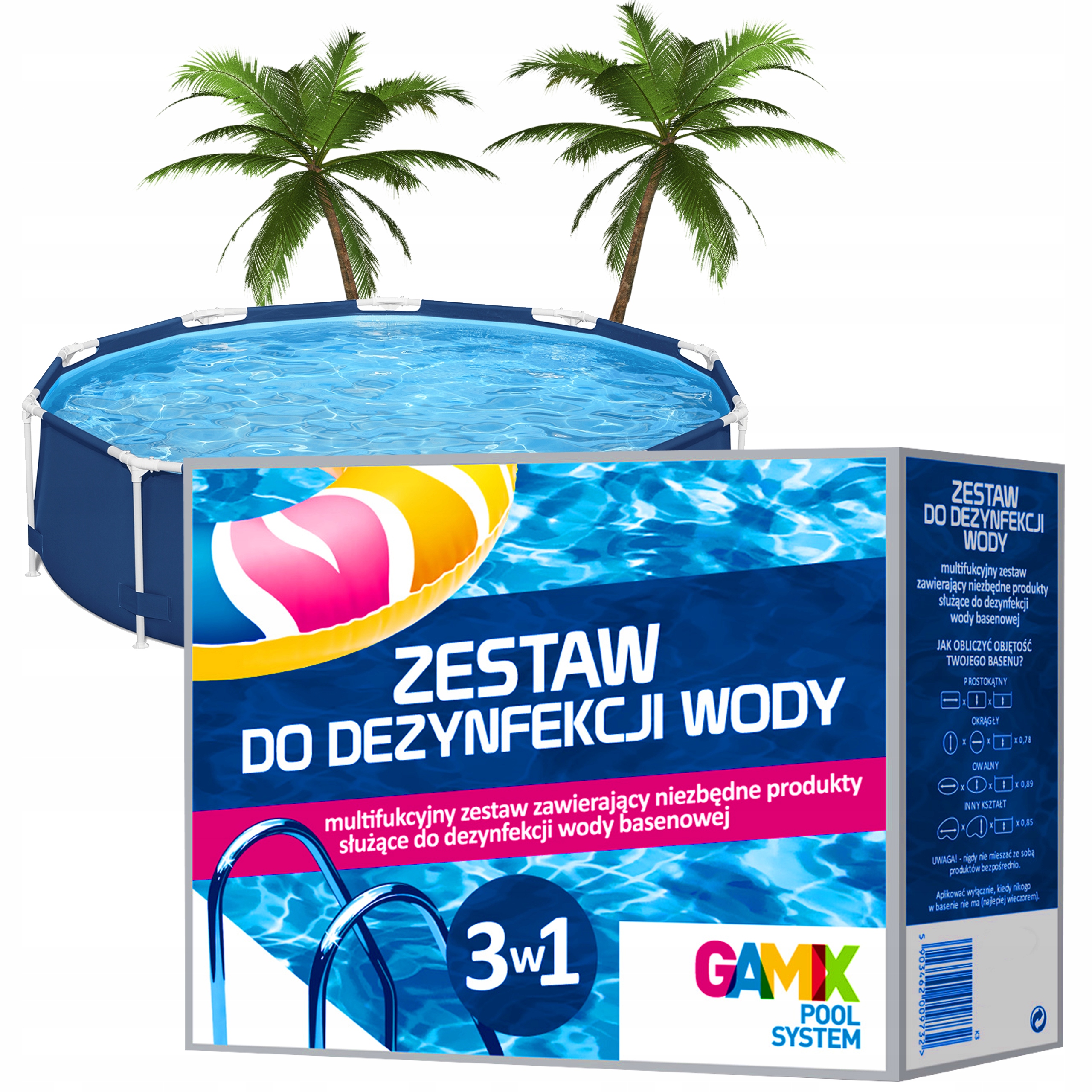 Gamix Zestaw Chemia Basenowa Do Wody Basenu 3W1 Szok Chlor Alga Multi Tabs
