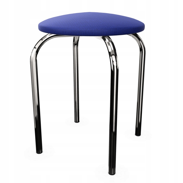 Stołek tapicerowany bez oparcia CHICO chrom C14 niebiesko-czarny Nowy Styl