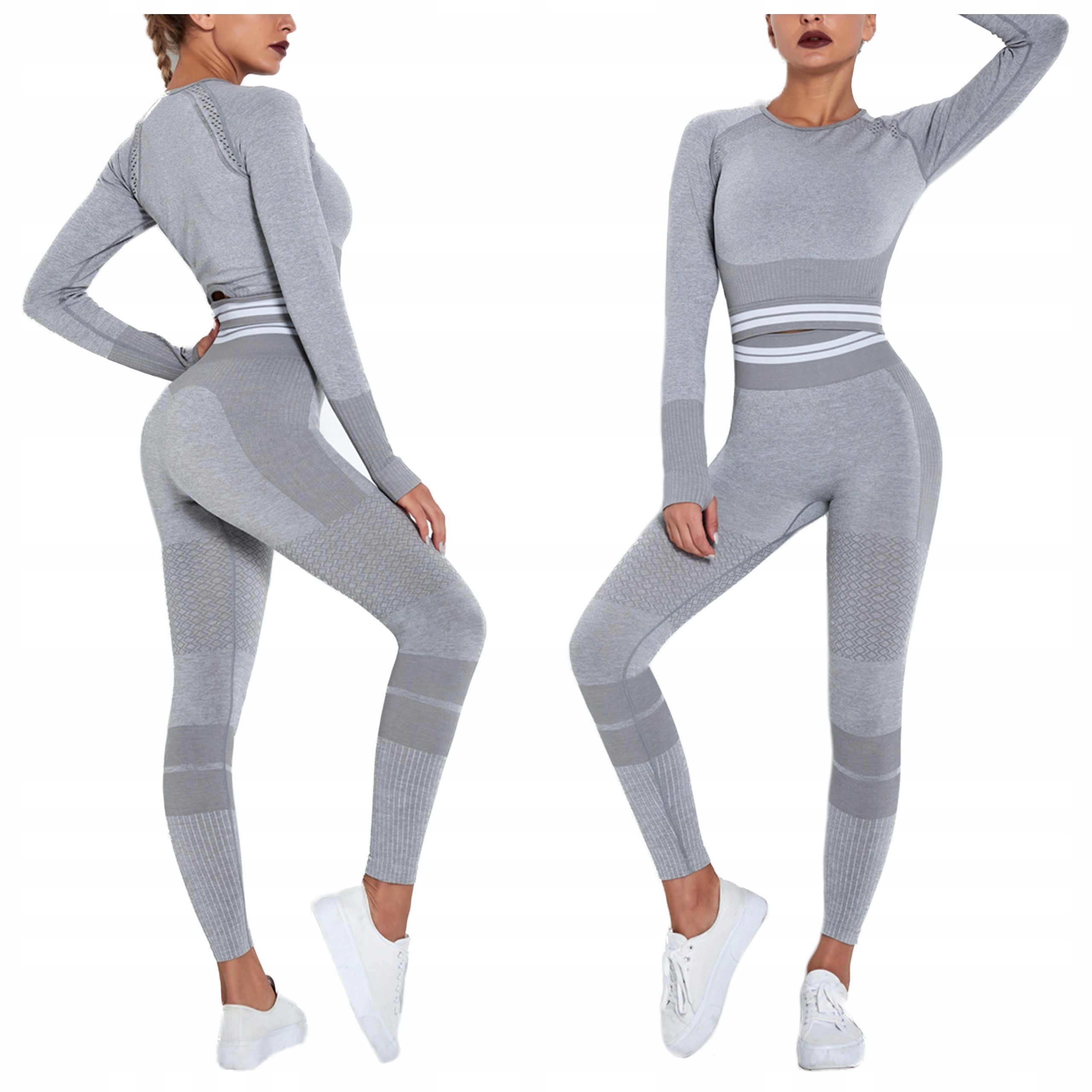 Komplet bezszwowy top sportowy legginsy fitness S