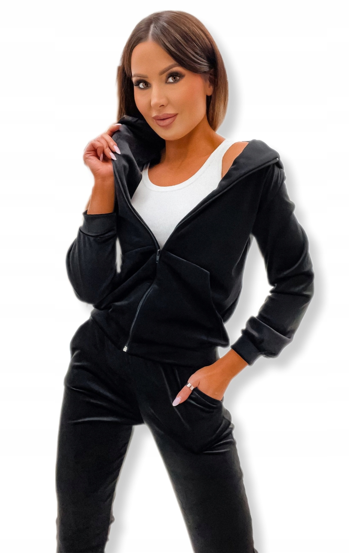 Komplet Teplákovka Velurový Černý Premium Moon r.XL