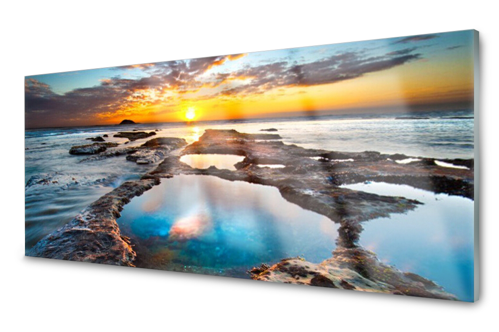 

Panel szklany do kuchni Morze Słońce 125x50