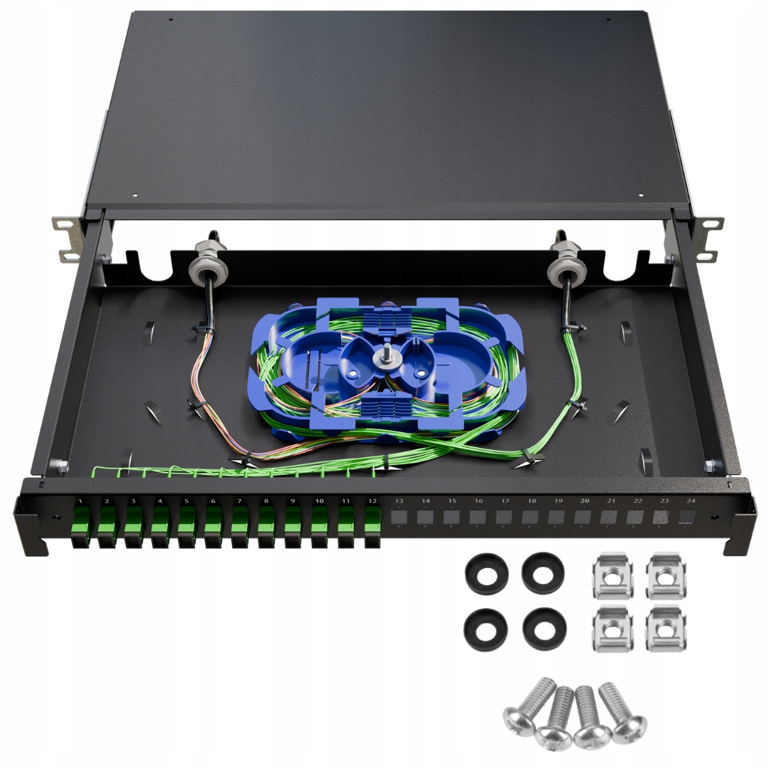 Optický přepínač Šuplík Rack 19" 1U pro skříň Rack 24xSC Simplex