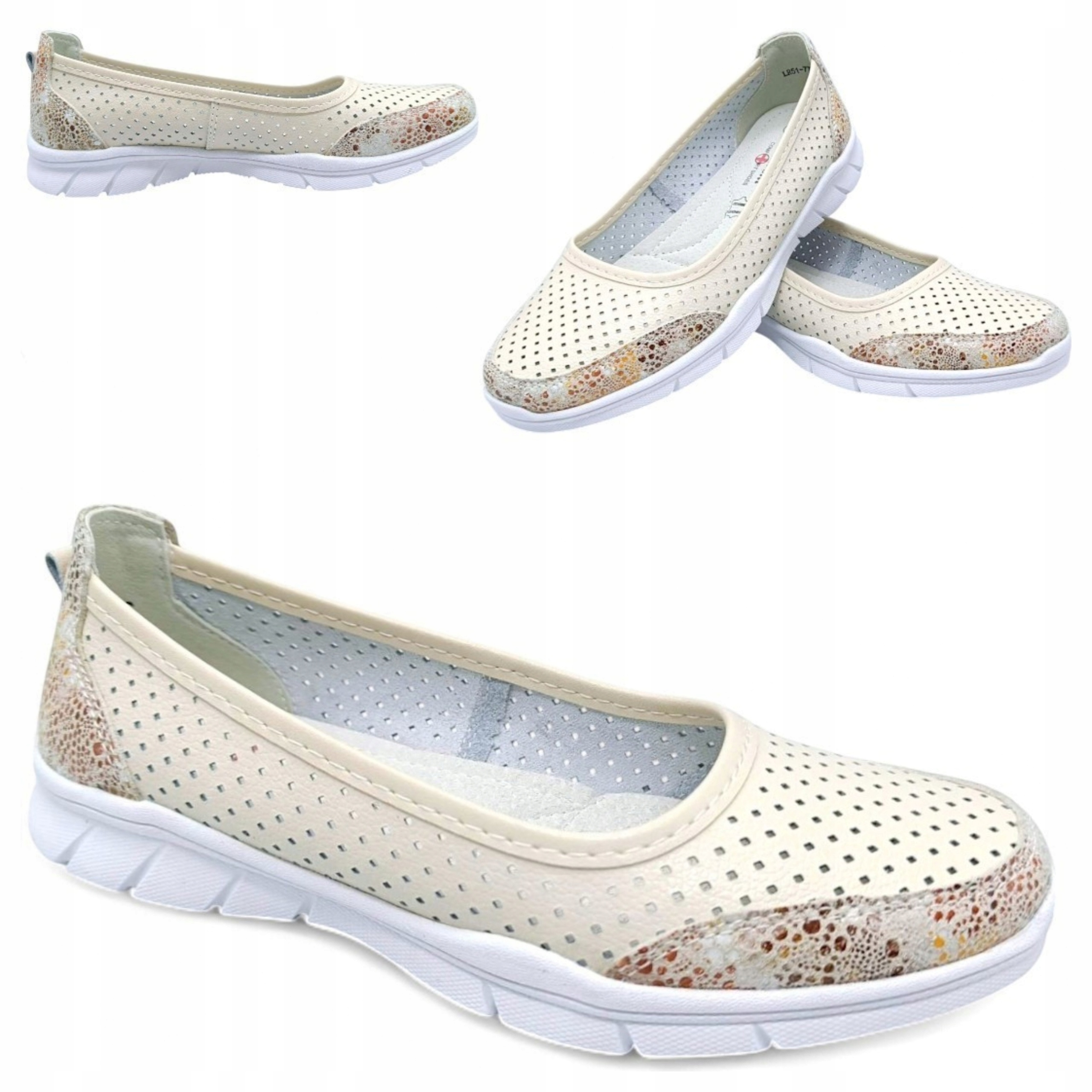 Dámské baleríny Kůže 39 Ažurové Baleríny Prodyšné Lehké Béžové Barski