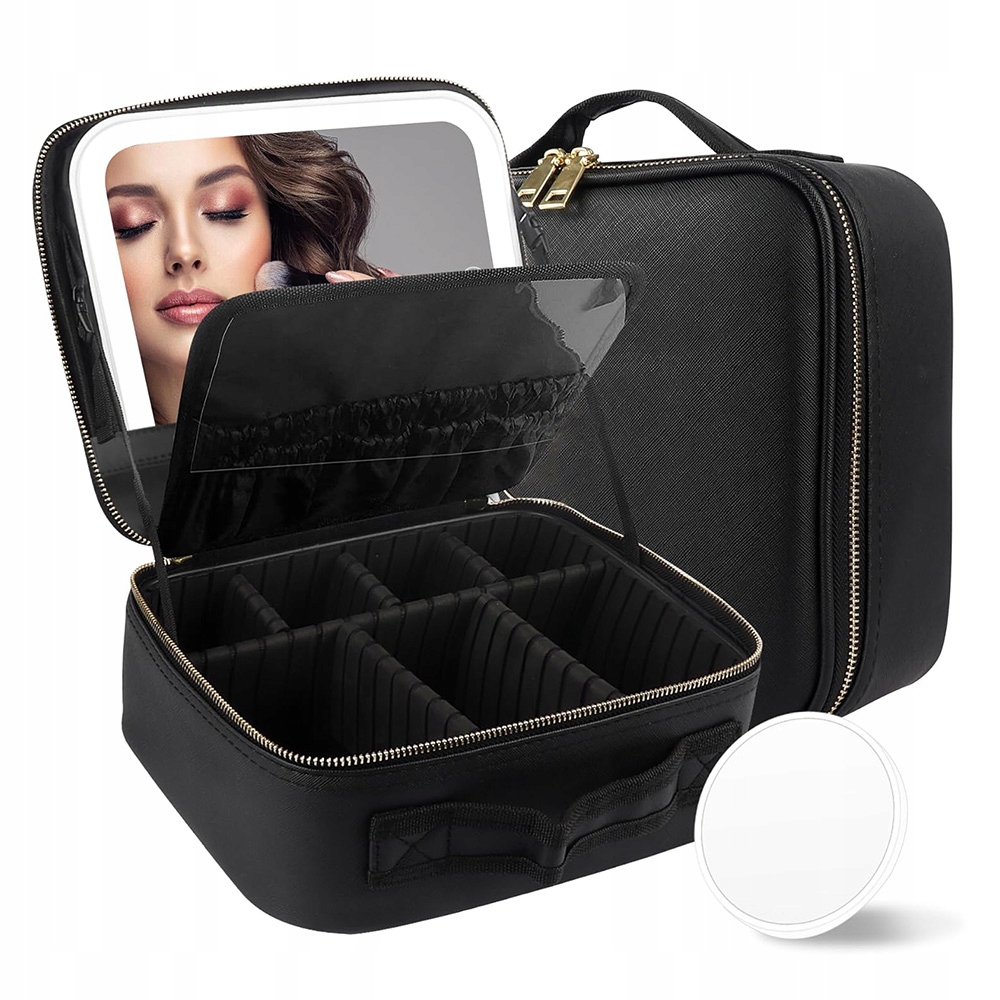 Kosmetická Taštička Kufřík S Led Zrcátkem Svátek Matek Kožený Makeup Velký