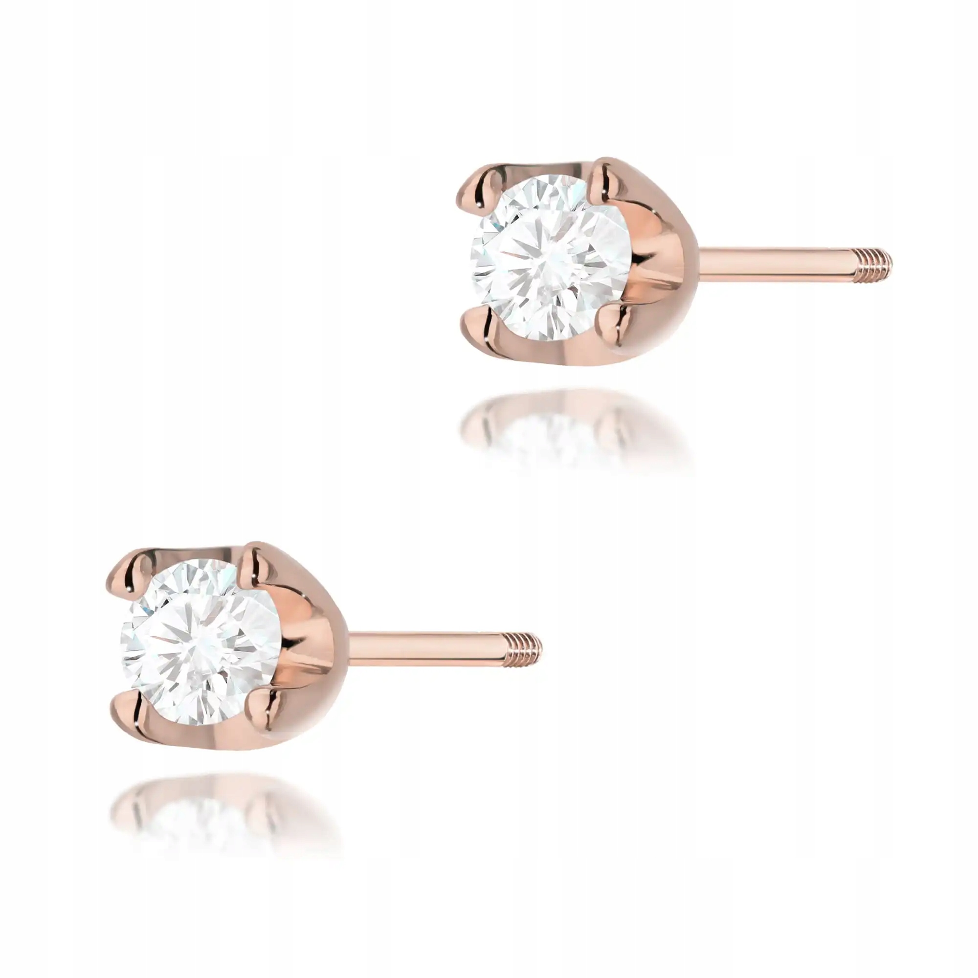 Zlaté Náušnice 585 s diamanty, růžové zlato, elegantní, jako dárek , 14kt