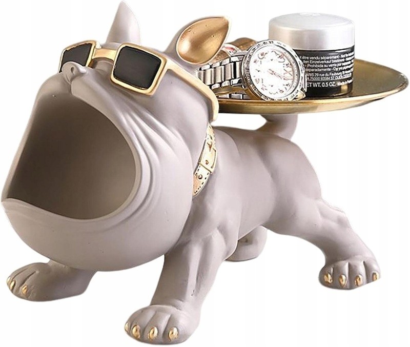 Francouzský Buldoček Socha Figurka Psa Na Klíče Podstavec Podnos Na Drobnosti