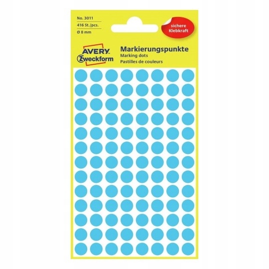 

Kółka samoprzyl. Avery 8mm trwałe a-416 niebieskie