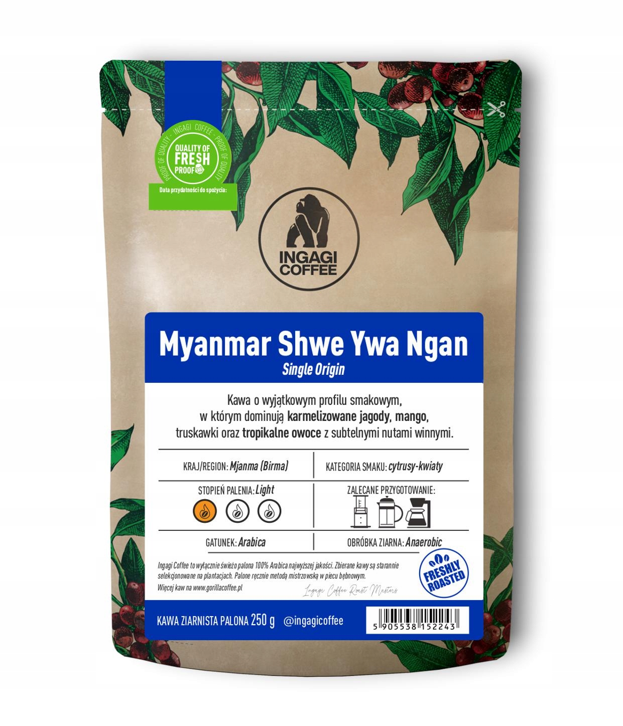 Levně Káva zrnková 1 kg Myanmar Barma arabica