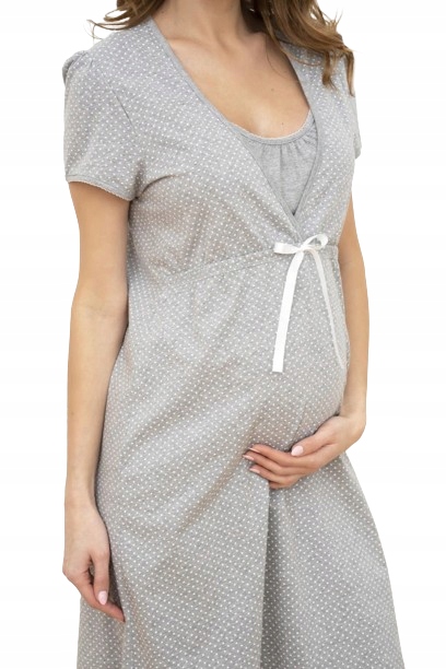 KOSZULA DO KARMIENIA CIĄŻOWA SZLAFROK KOMPLET Rękaw rękaw 3/4