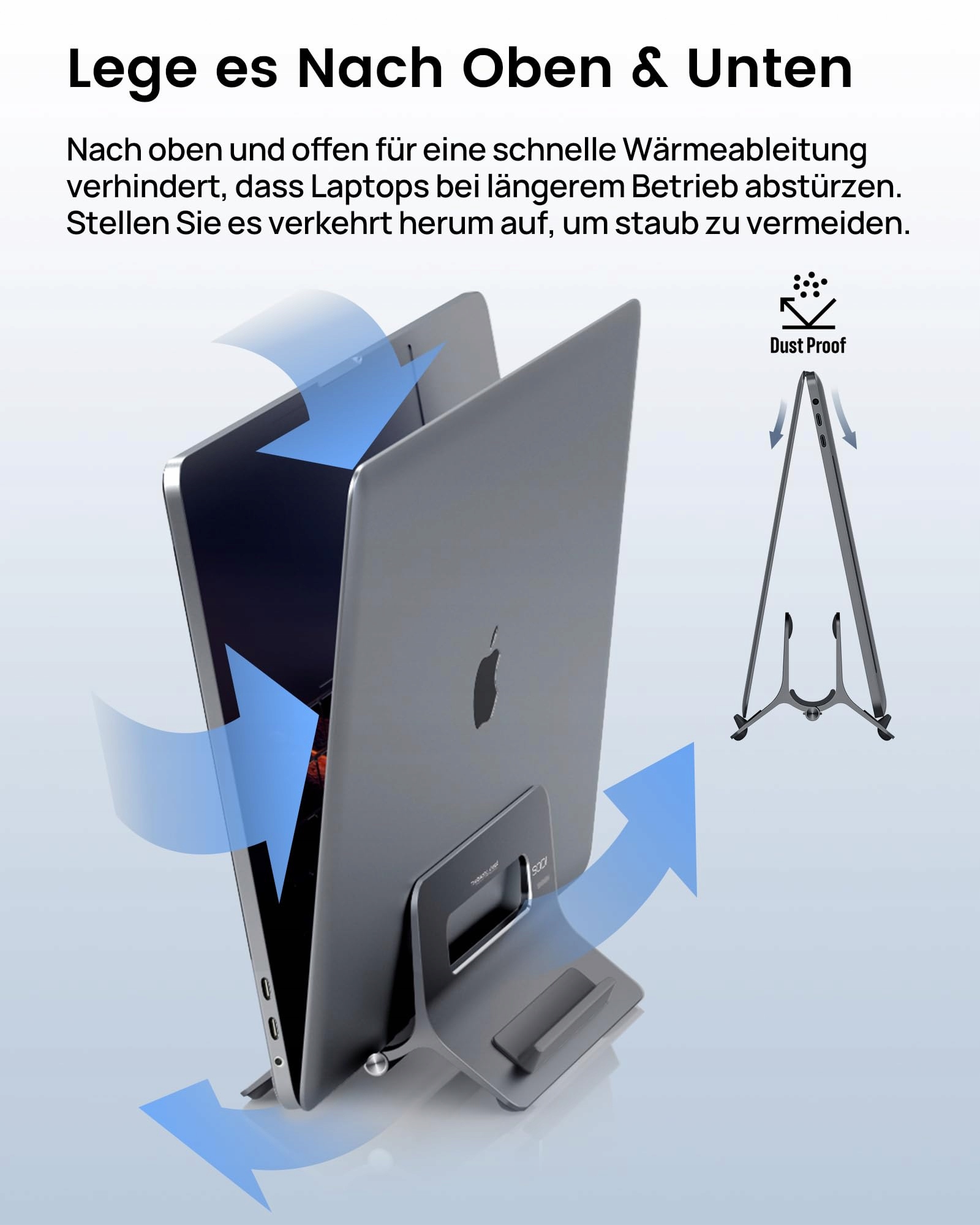 SODI Stojak Na Laptop Pionowy Regulowany Do MacBook Air Pro iPad iPhone — miniatura 4