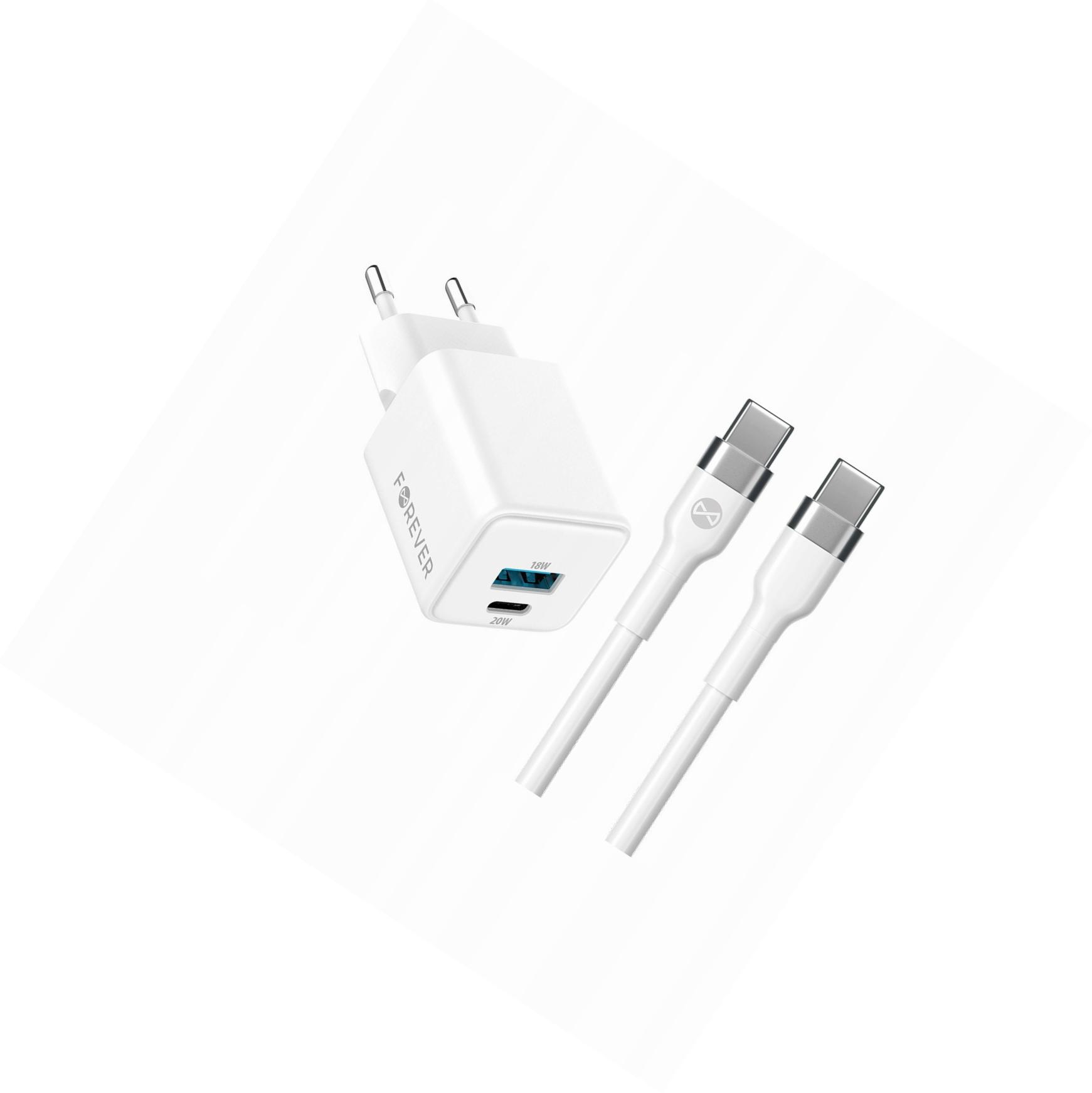 Szybka ładowarka GaN 20W 2 wejścia Usb i Usb-c z kablem do Samsung Z Flip 4