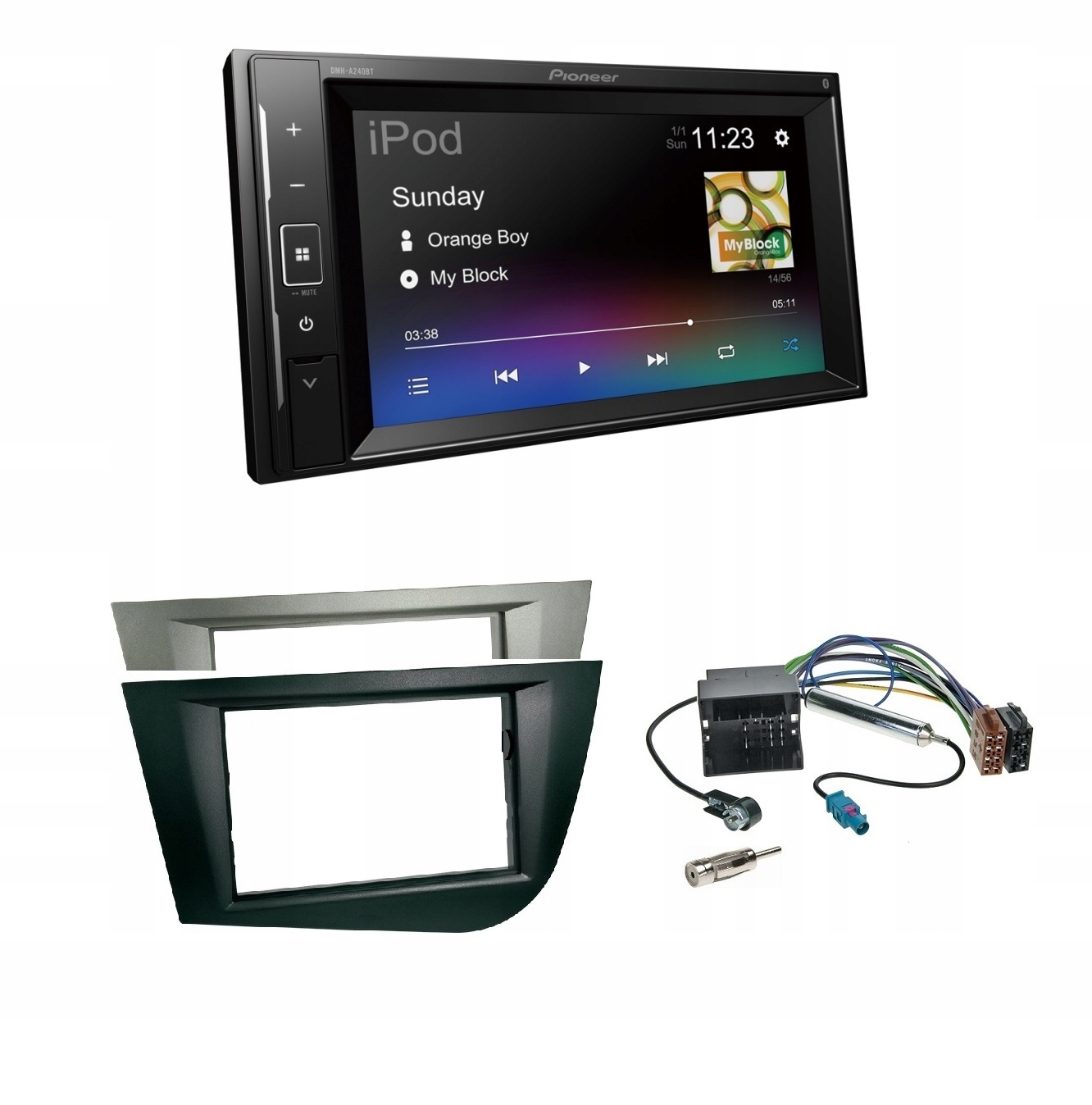 Pioneer DMH-A240BT Rádio 2DIN Bt LCD zrkadlový Usb MP3 Seat Leon 2005-2009