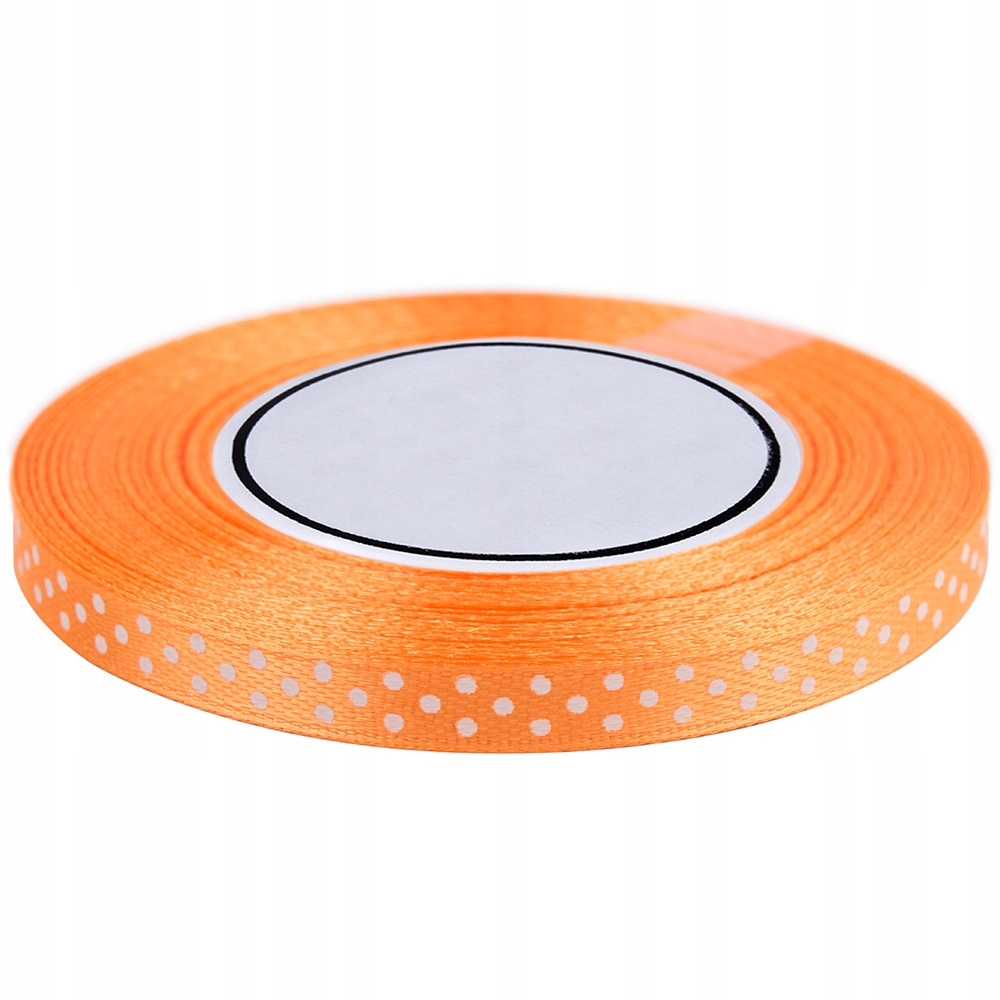 Wstążki Kropki Tasiemka Satyna 6mm/22mb Pomarańcz