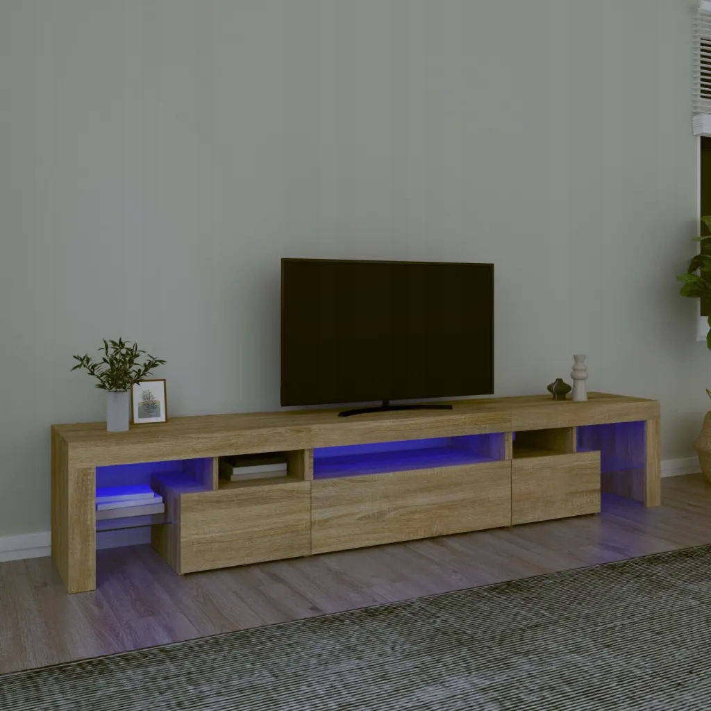 Tv skříňka s Led osvětlením dub sonoma 215x36,5x40 cm Hnědá 3152796