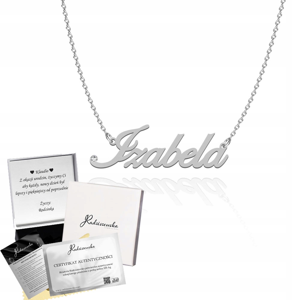 Stříbrný Řetízek s jménem Izabela 925 Dárek Šperky Tabulka Bonus