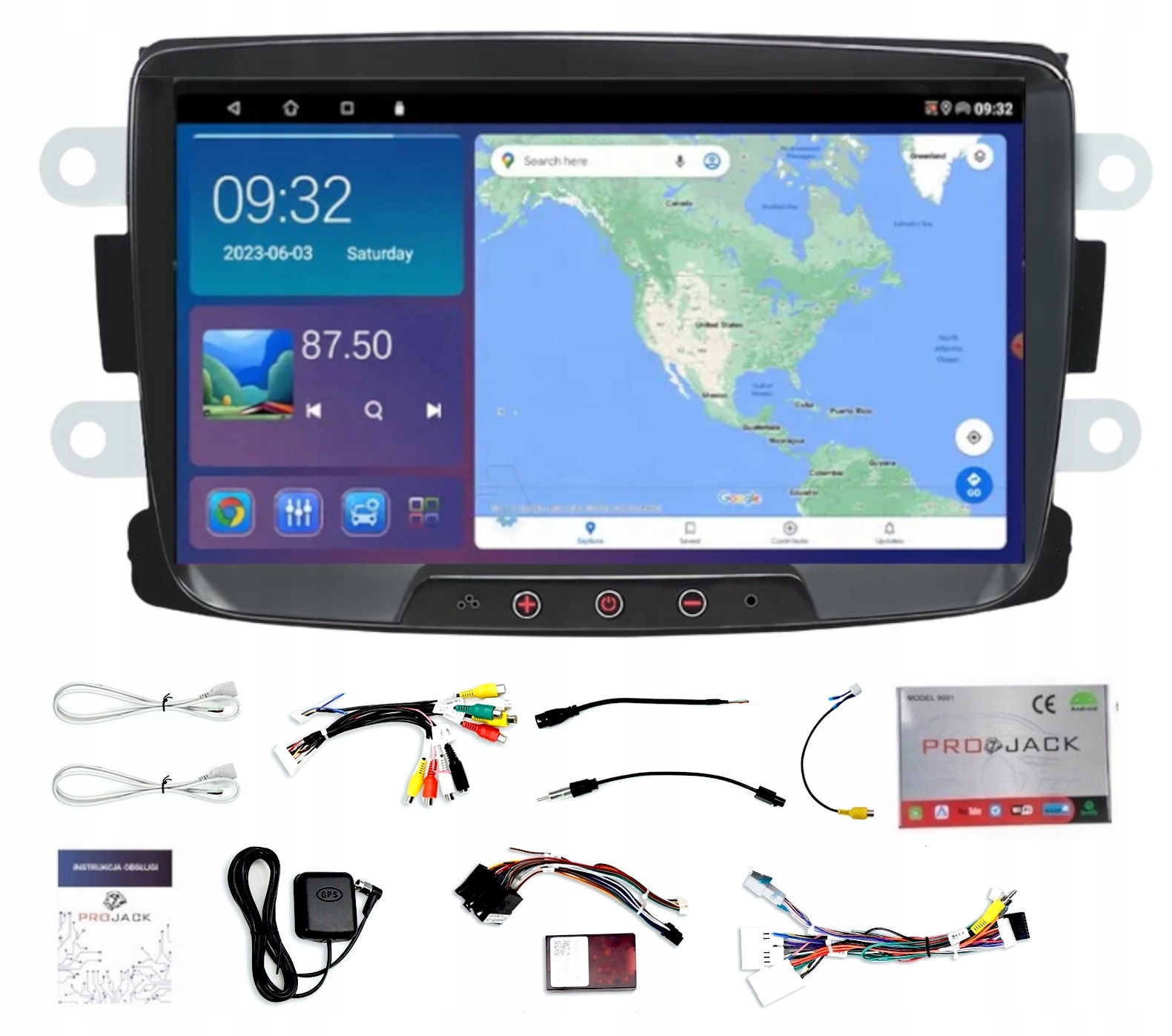 Rádio Navigácia Gps Android Dacia Sandero 2012-2020 Bt Carplay 2GB 64GB