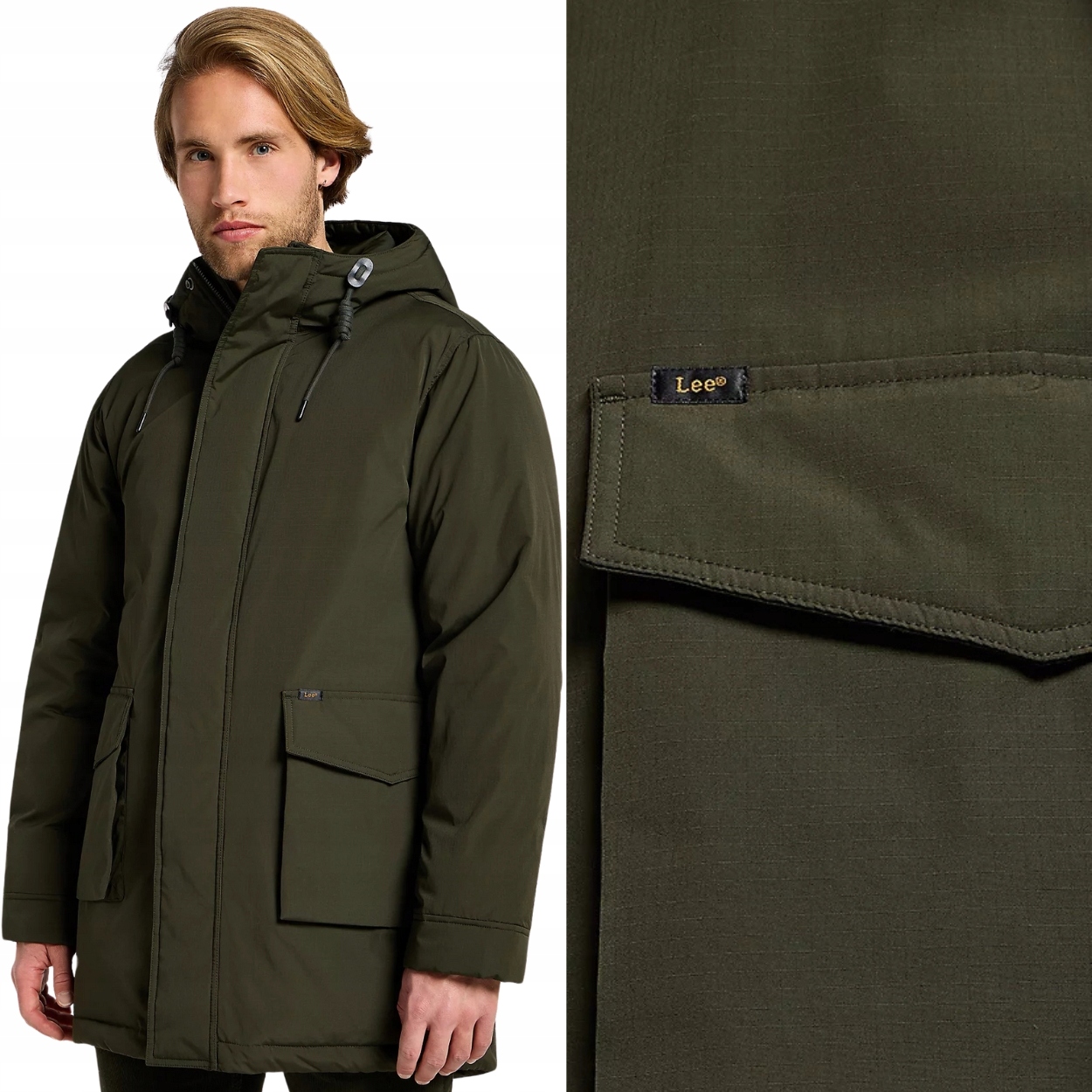 Lee Tactical Parka zateplená voděodolná dlouhá zelená bunda s kapucí XL