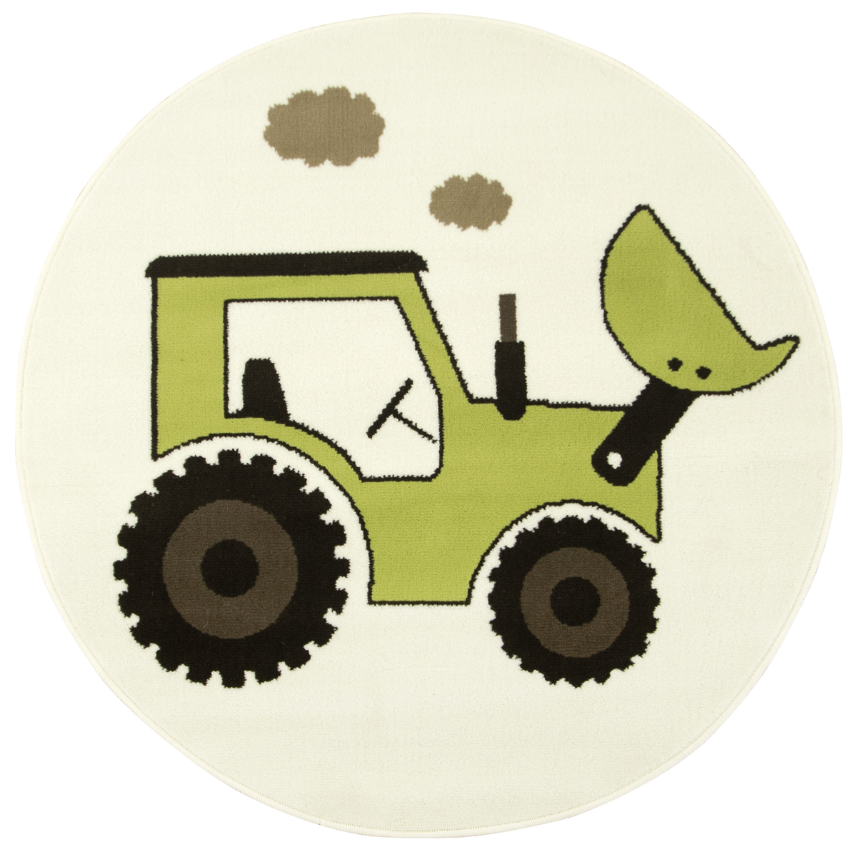 

śr. 120 cm Okrągły Dywan Traktor Krem Limonka Beż