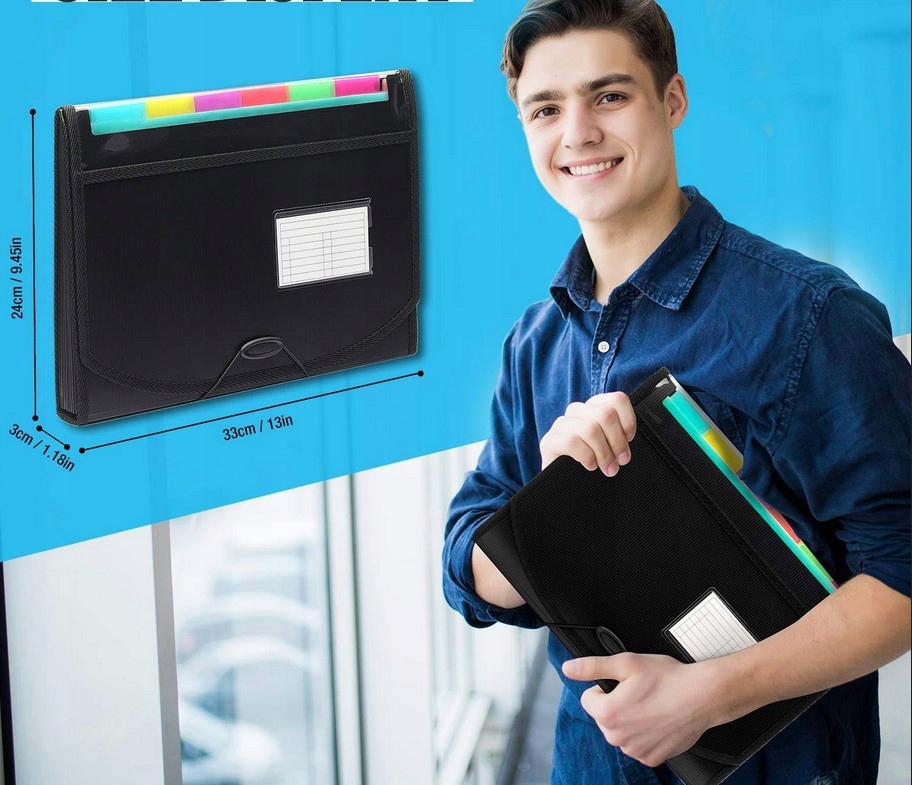 Teczka na Dokumenty Składana 13 Przegródek pojemna Format A4