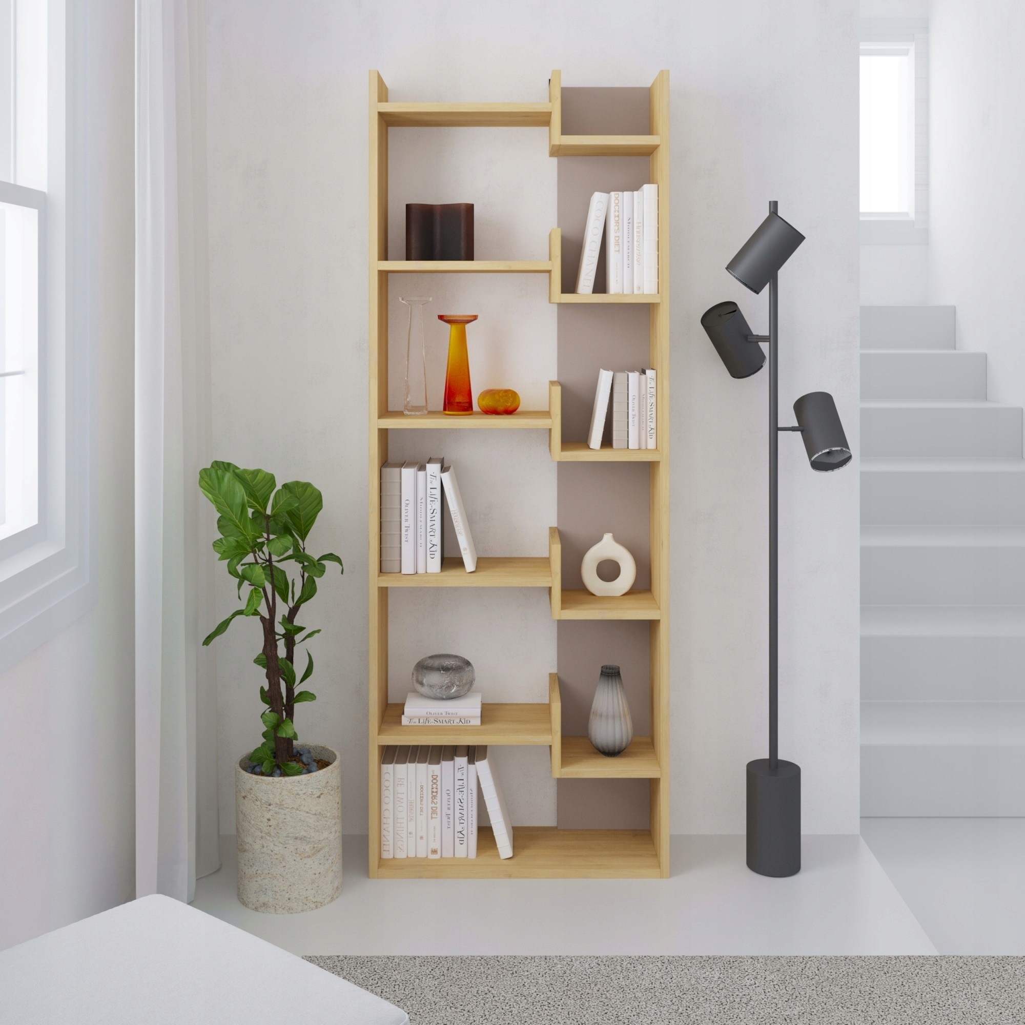 Moderná knižnica Houseland Oppa dub prírodná/mocha