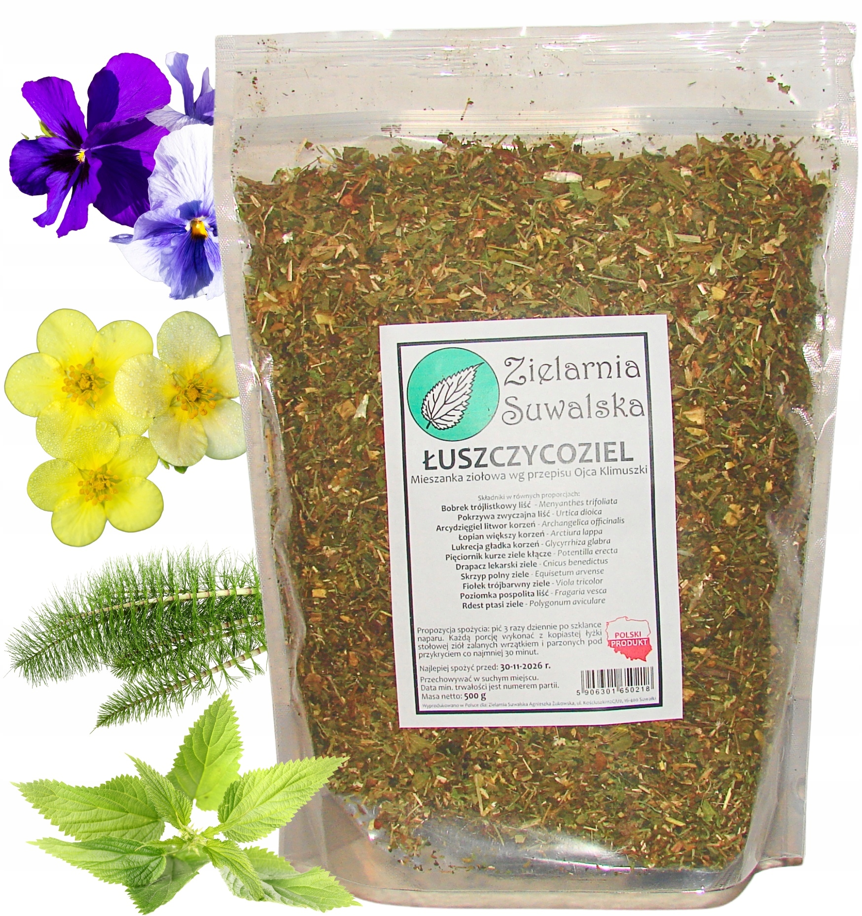 Mieszanka Ziołowa wg O. Klimuszki- Łuszczyca Łuszczycoziel 500g Skóra